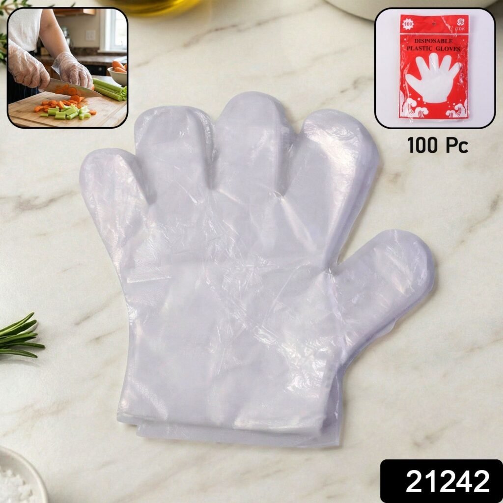 Disposable Plastic Gloves – 100 Pack for Food Safety & Cleaning