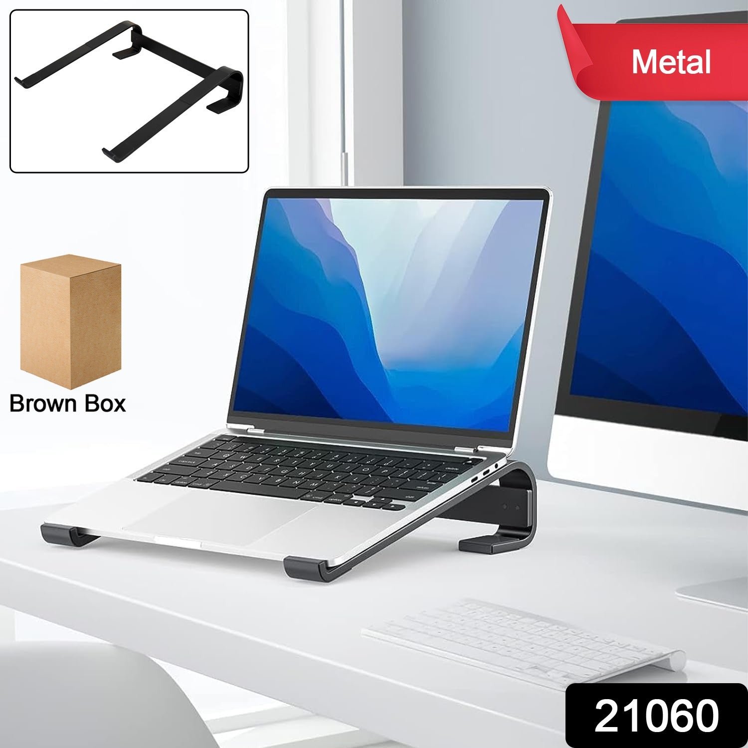 Fixed Metal Laptop Stand – Sturdy Ergonomic Desk Riser for Work - Image 2