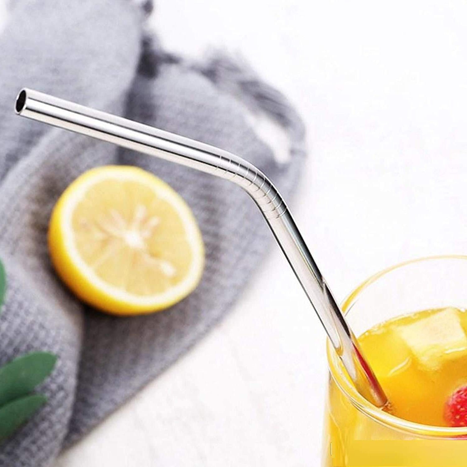 Stainless Steel Straws – Reusable Bent Set with Brush | Siplix - Image 5