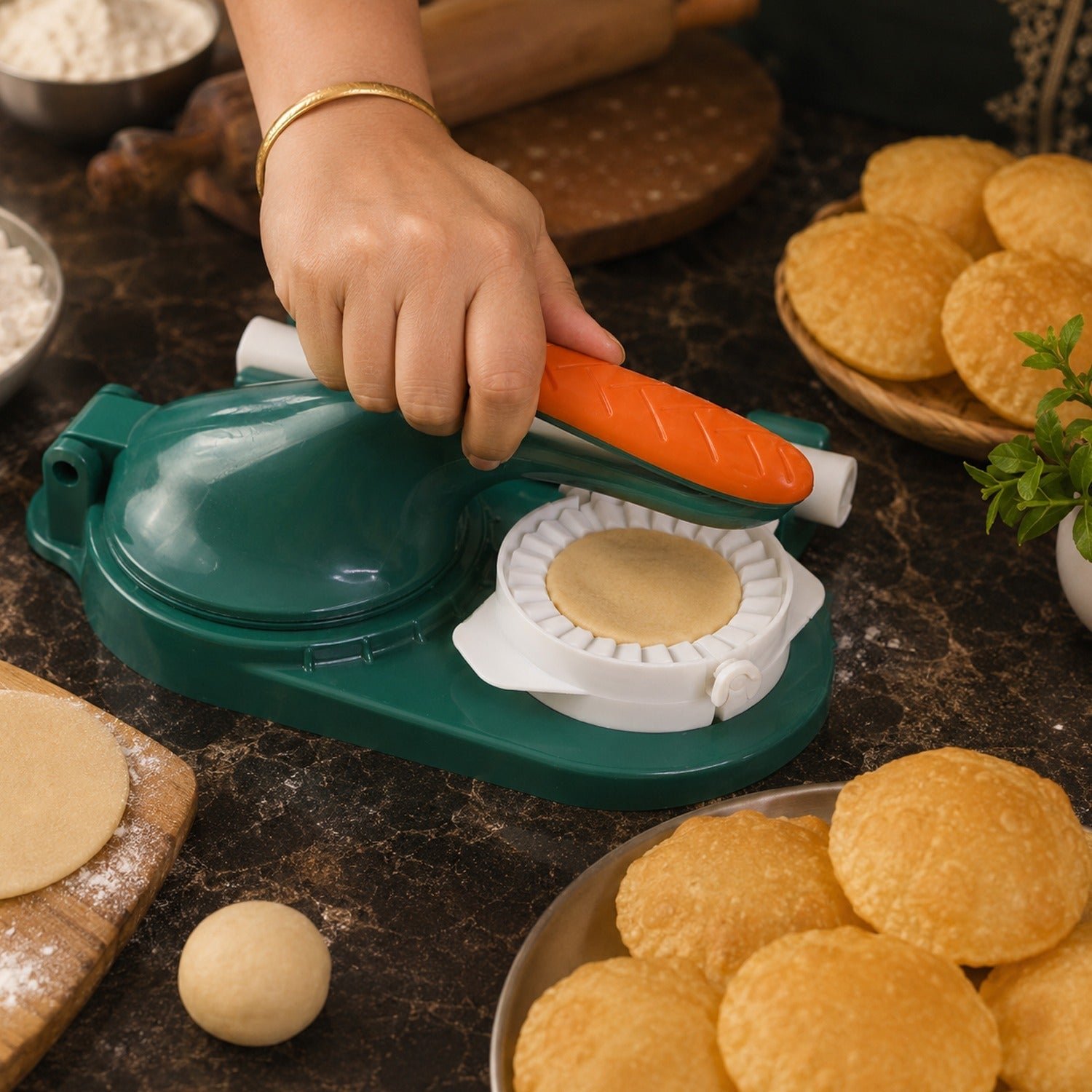 Mini Puri & Dumpling Press – Compact 22cm Dough Shaping Tool - Image 5