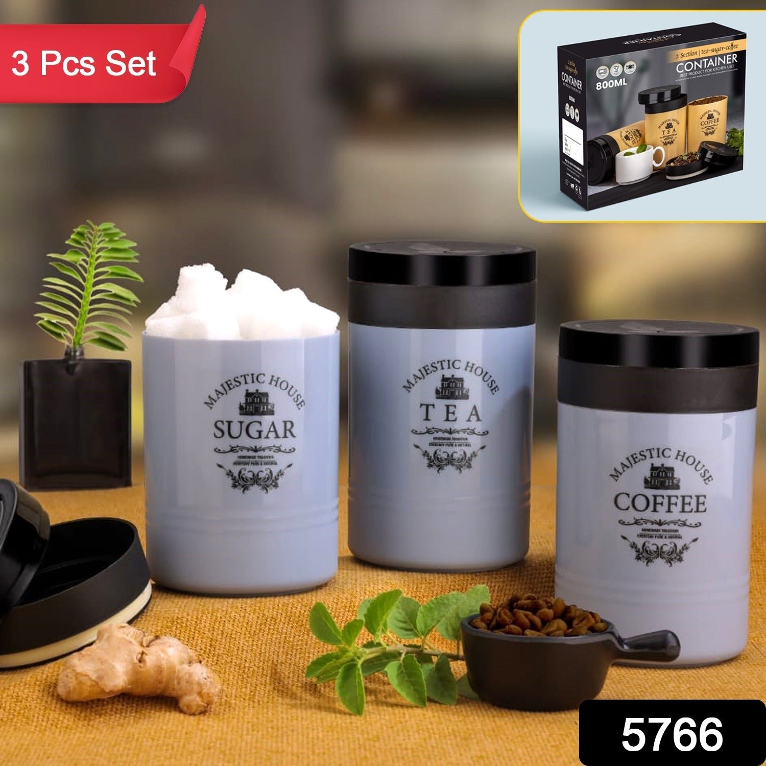 Airtight Food Containers - 3 Pc Tea Coffee Sugar Set | Tidy Table - Image 2