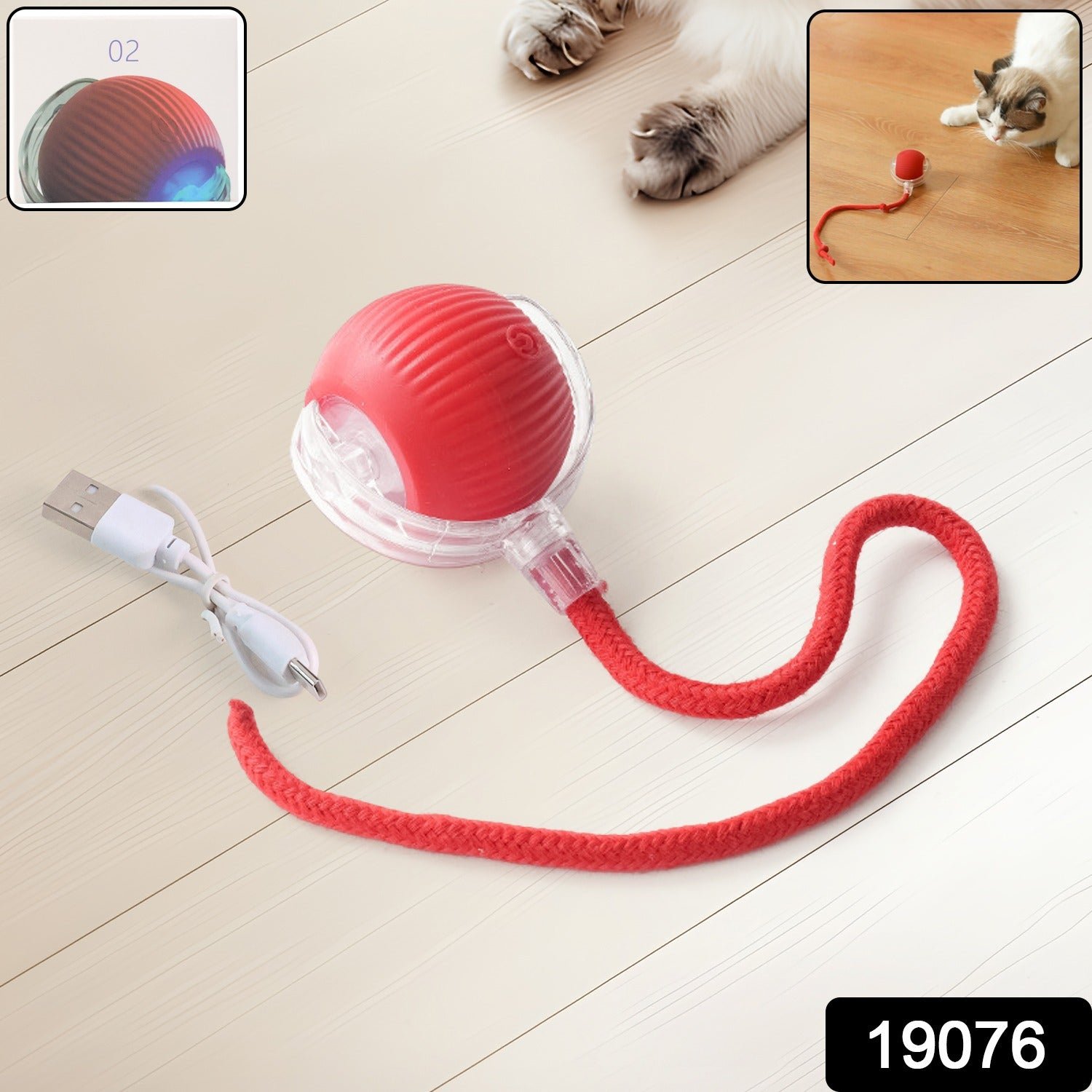 Interactive Cat Toy Ball – LED Light & Detachable Tail - Image 2