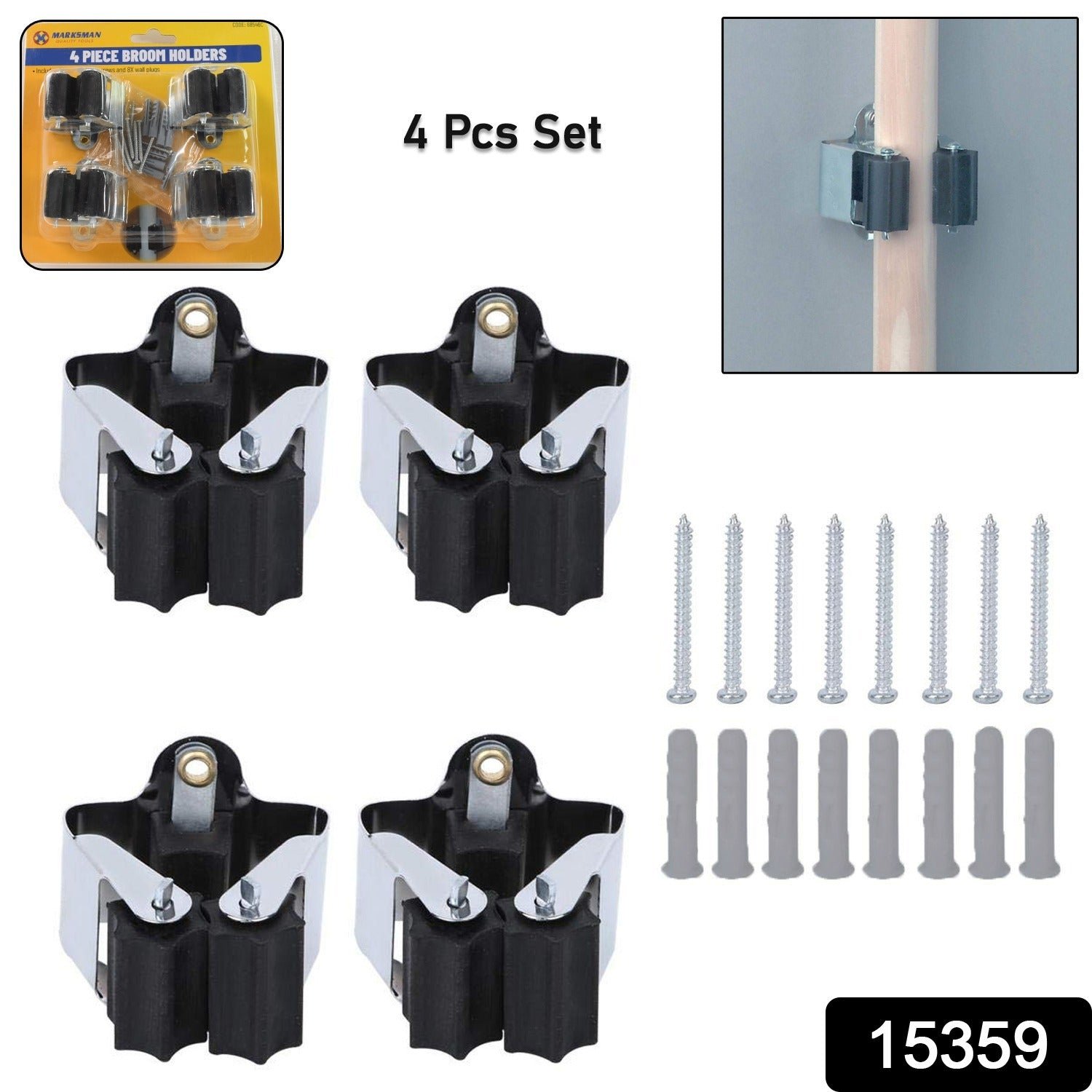 Wall Mount Mop Holder - No-Slide Grip for Home & Garage | GlimmerHome - Image 2