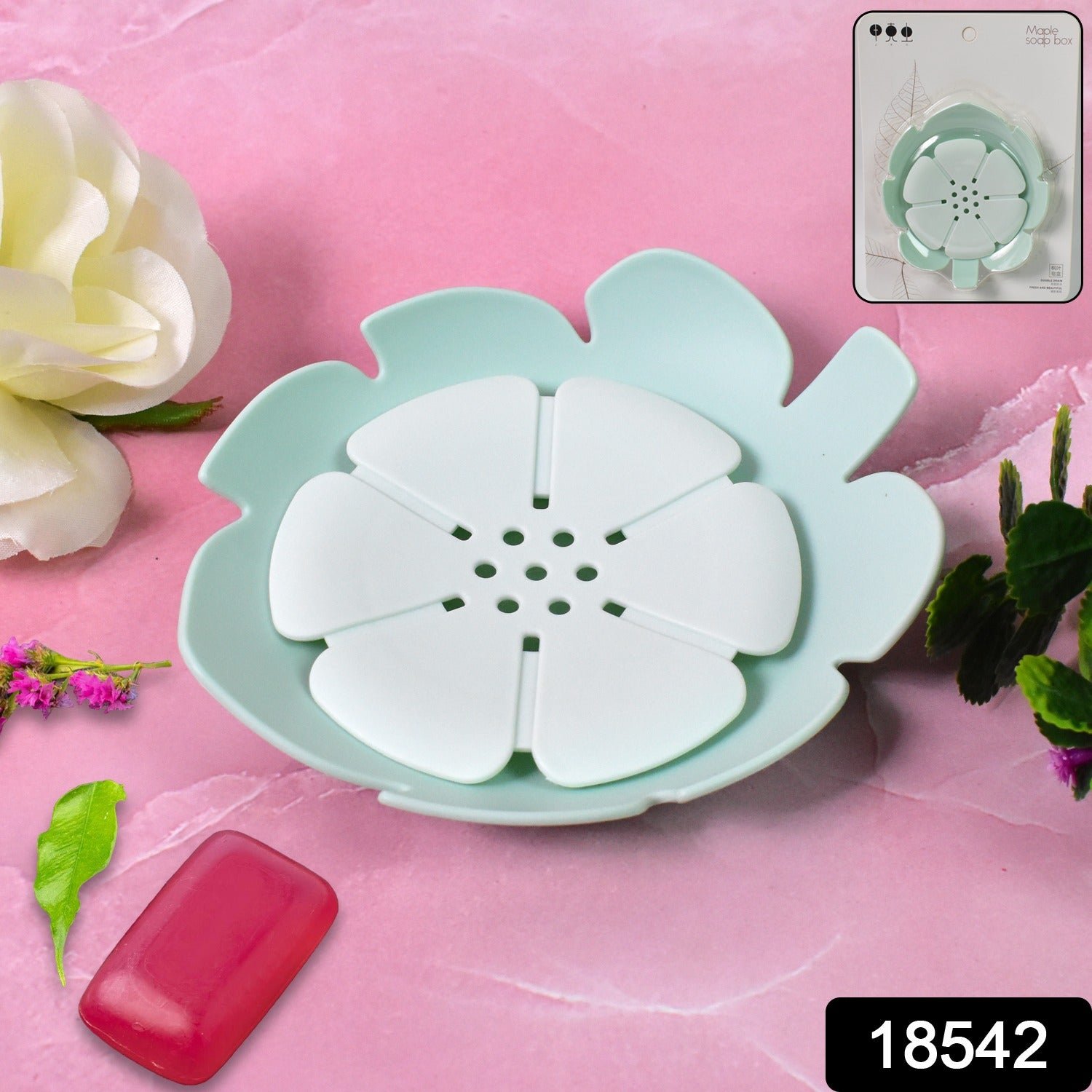 Plastic Soap Dish - Self-Draining Floral Design | VelvetBubbles - Image 2
