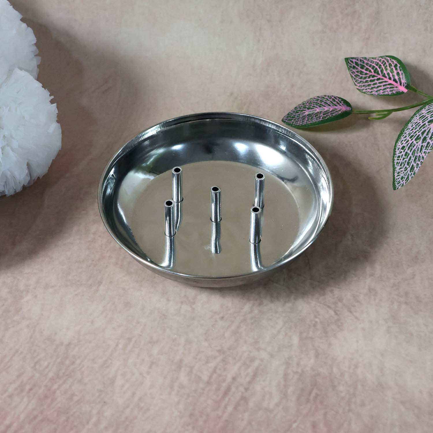 Stainless Steel Agarbatti Stand – Multi-Stick Lotus Incense Holder - Image 3
