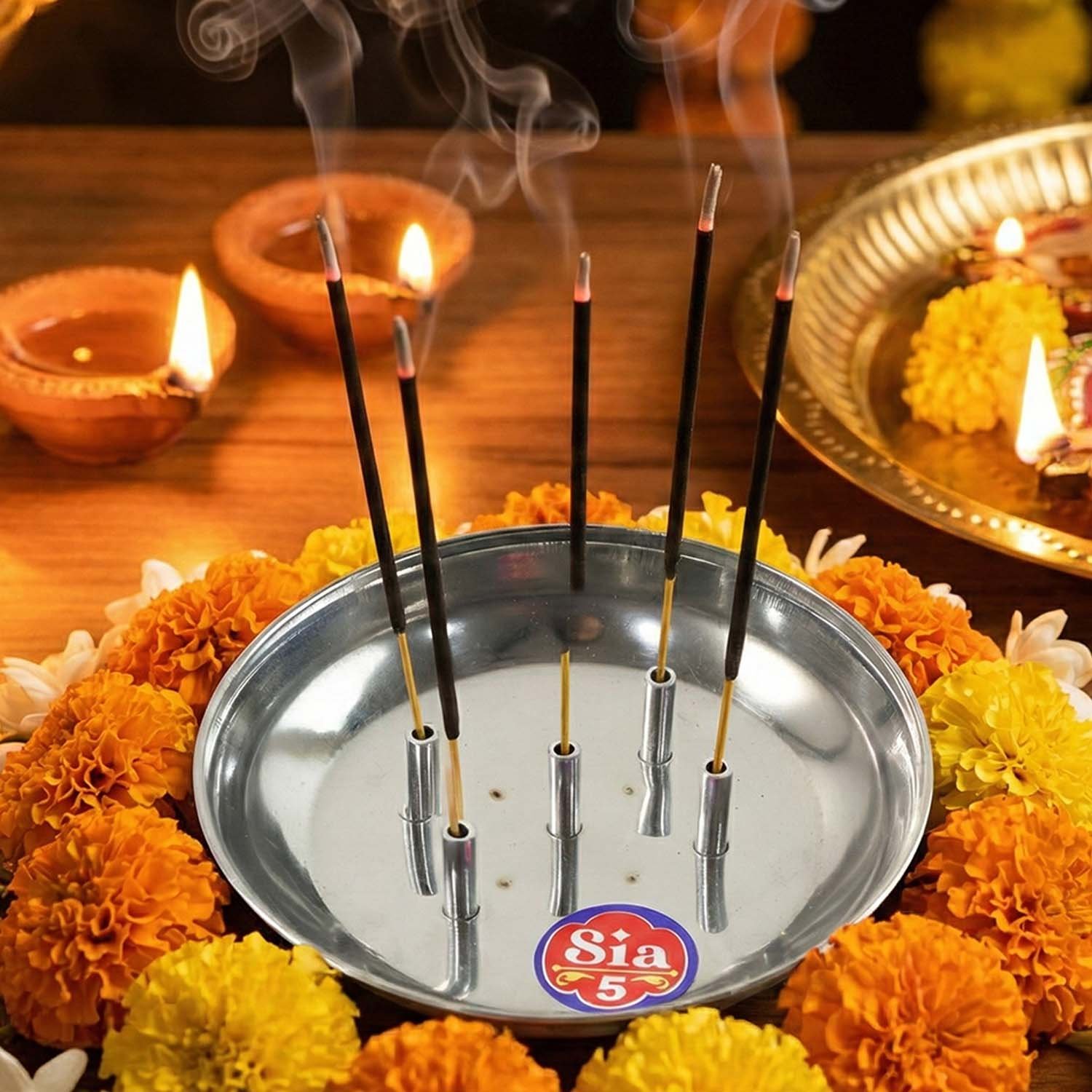 Stainless Steel Agarbatti Stand – Multi-Stick Lotus Incense Holder - Image 4