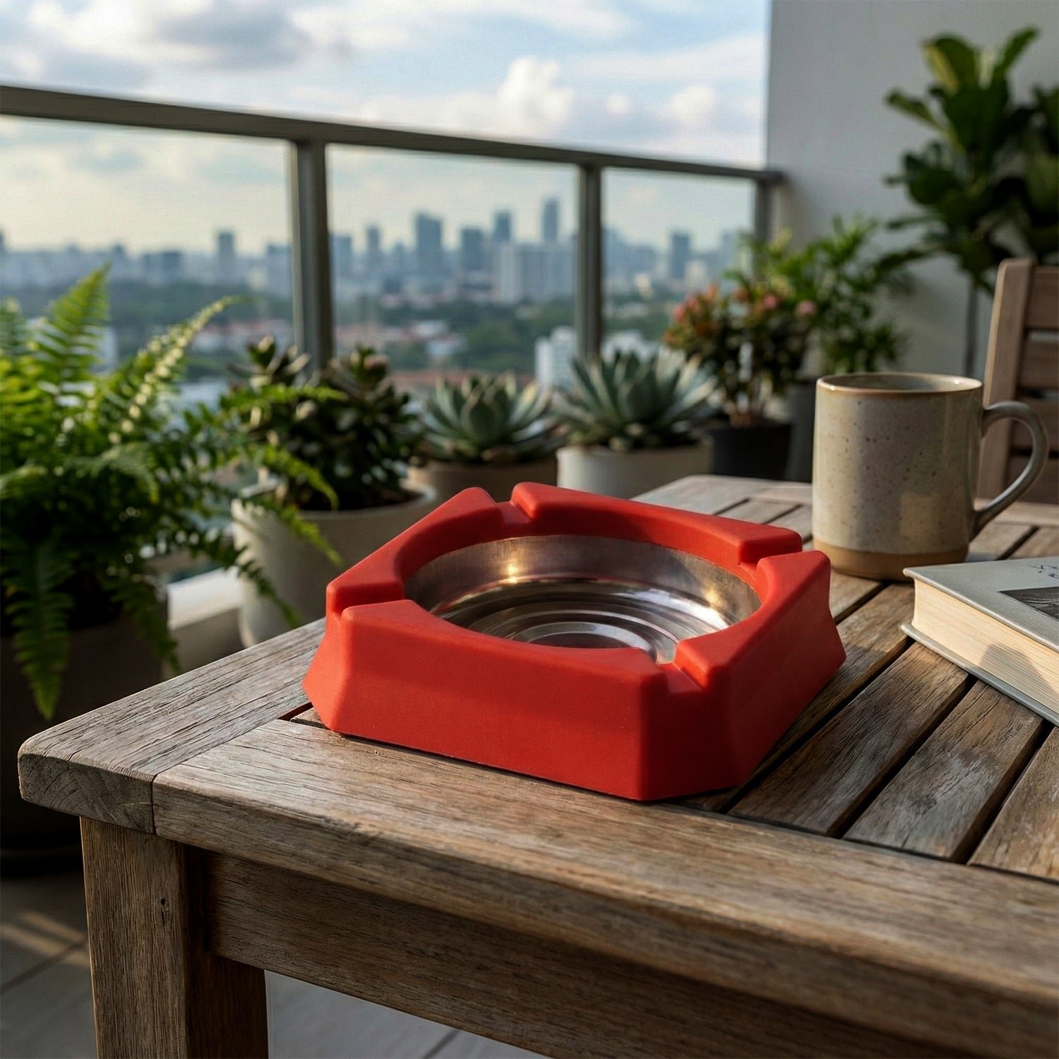 Heat-Resistant Ashtray – Stainless Steel Inner Bowl for Easy Cleaning - Image 3