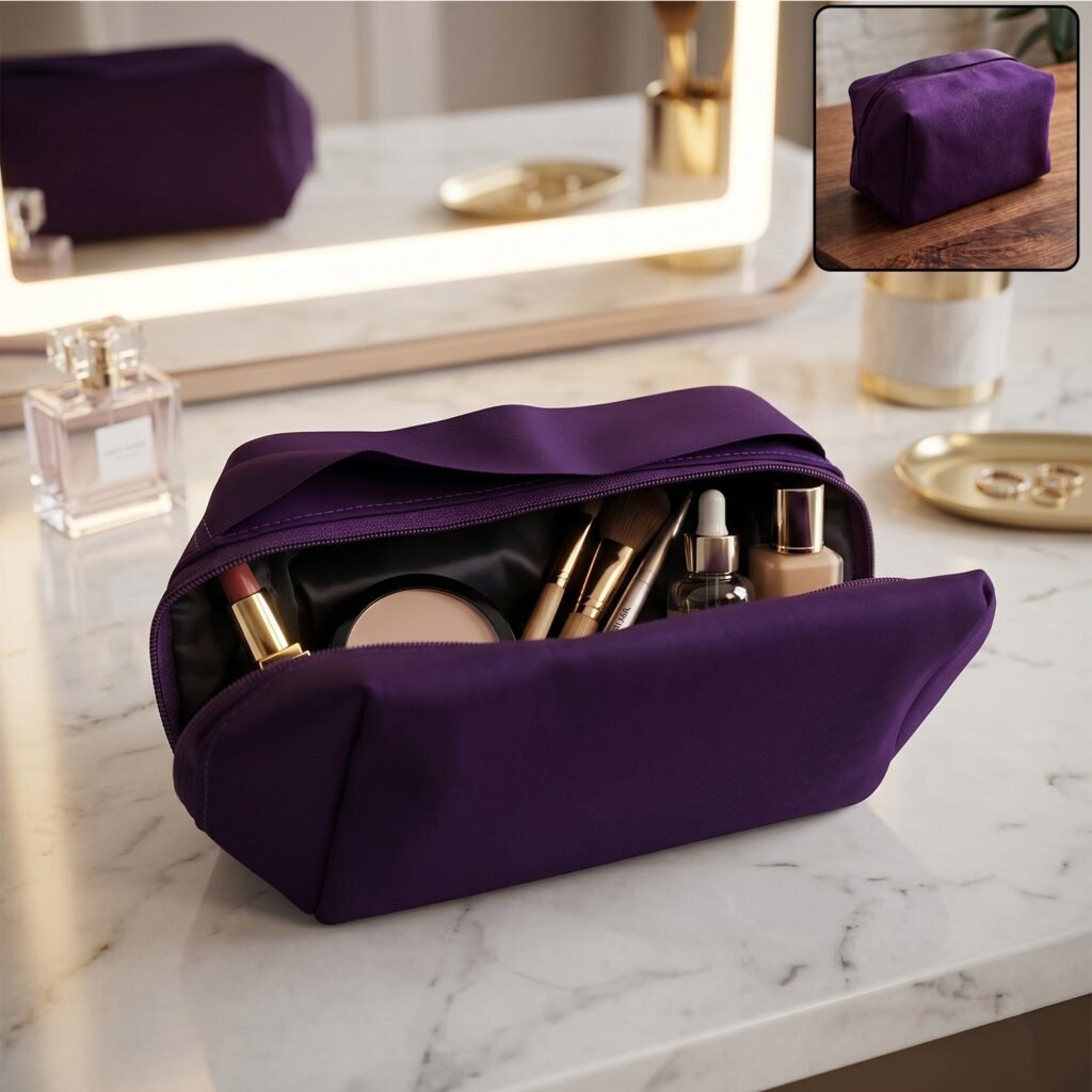 Travel Makeup Organizer Bag – Waterproof & Compact for On-the-Go