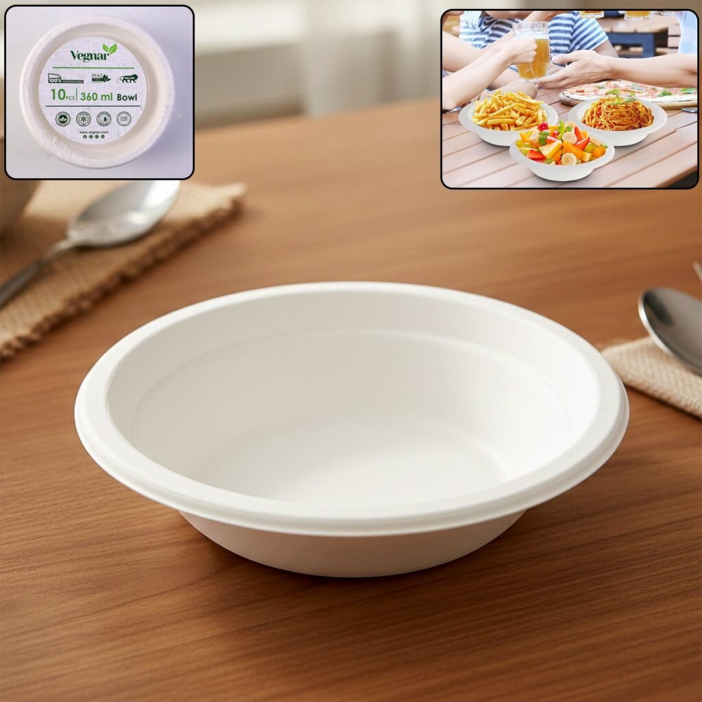 Disposable Food Serving Bowl Set – 360ml Capacity, 10 Pieces
