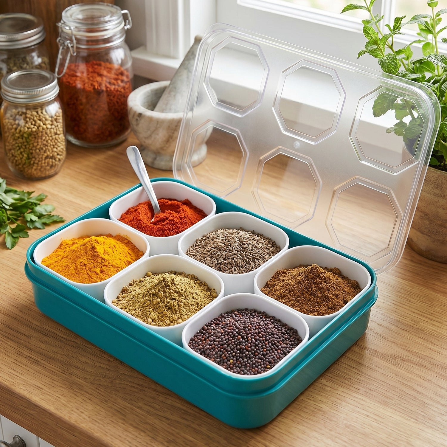 Spice Storage Box – 6 Compartments for Easy Kitchen Organization - Image 3