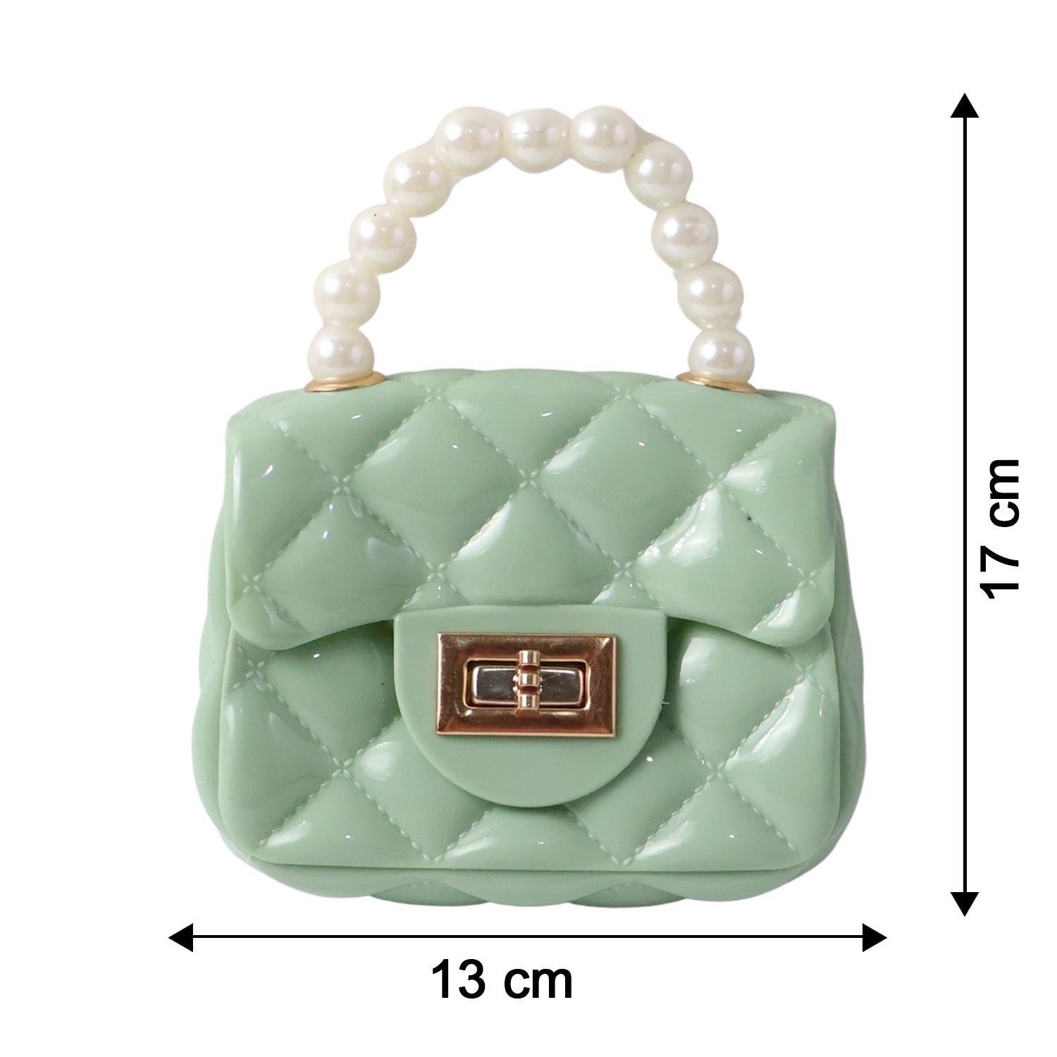 Quilted Mini Handbag – Elegant Pearl Handle & Chain Strap - Image 3