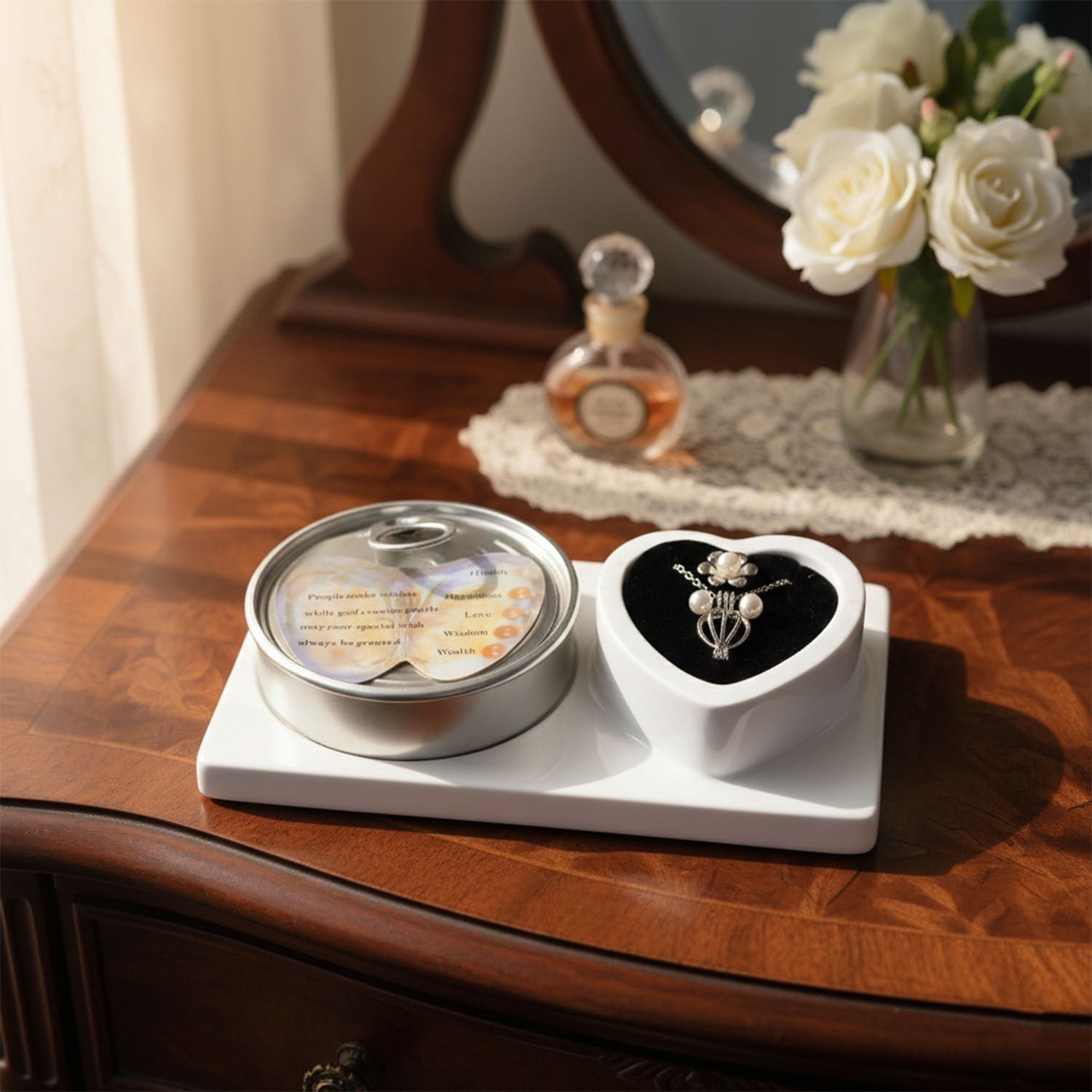 Pearl Necklace Gift Set – Elegant Heart Box & Inspirational Card - Image 4