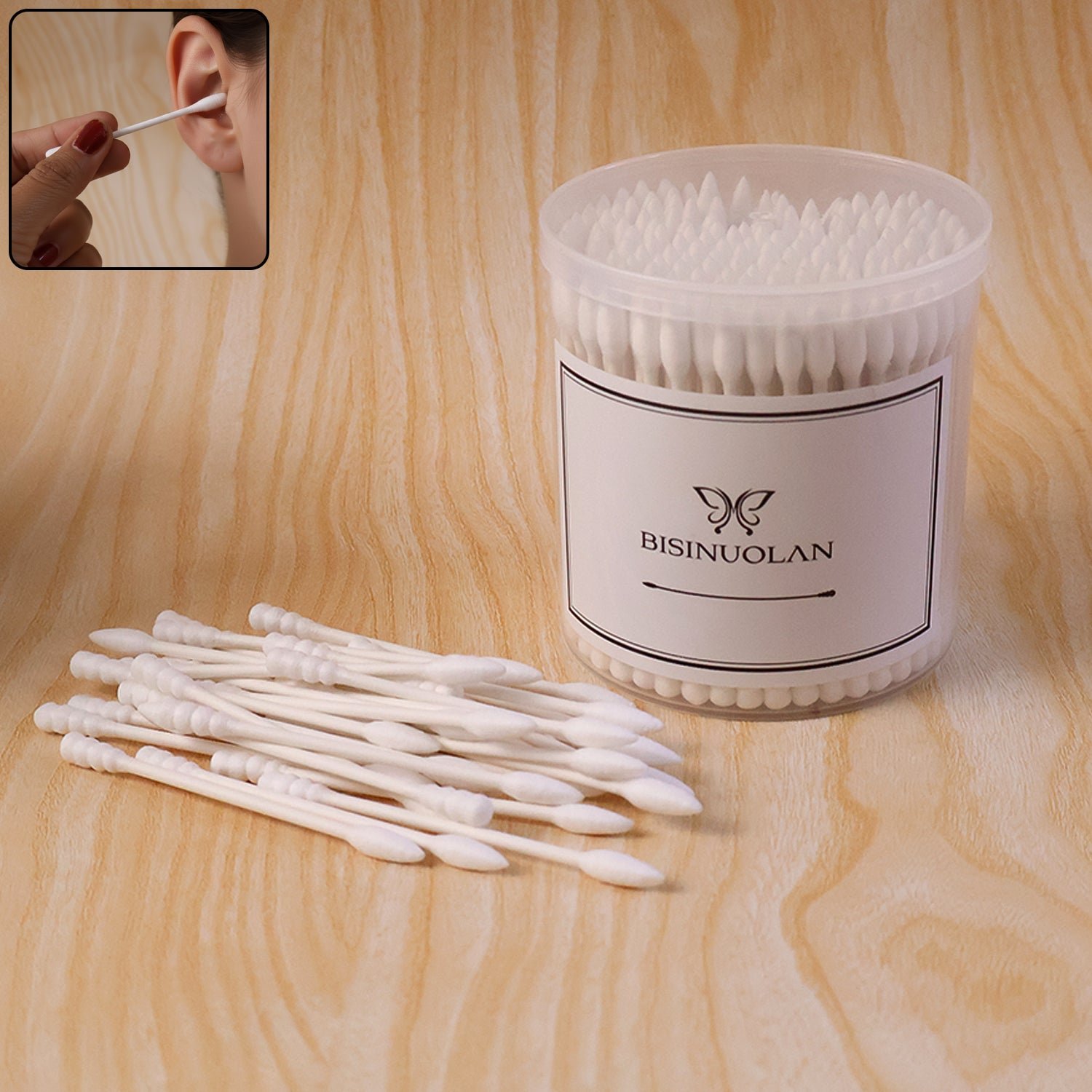 Cotton Ear Buds Set – 200 Soft Tips with Storage Jar - Image 2