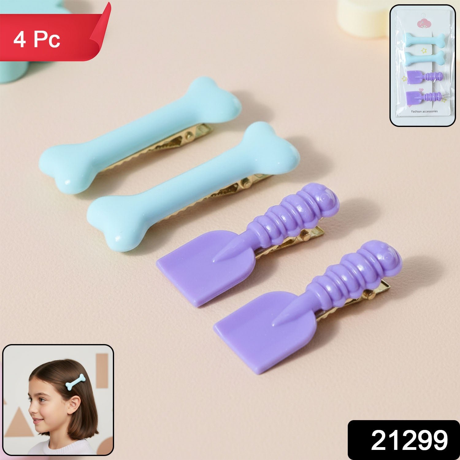 Cartoon Hair Clip Set – Cute & Lightweight 4-Piece for Kids - Image 2