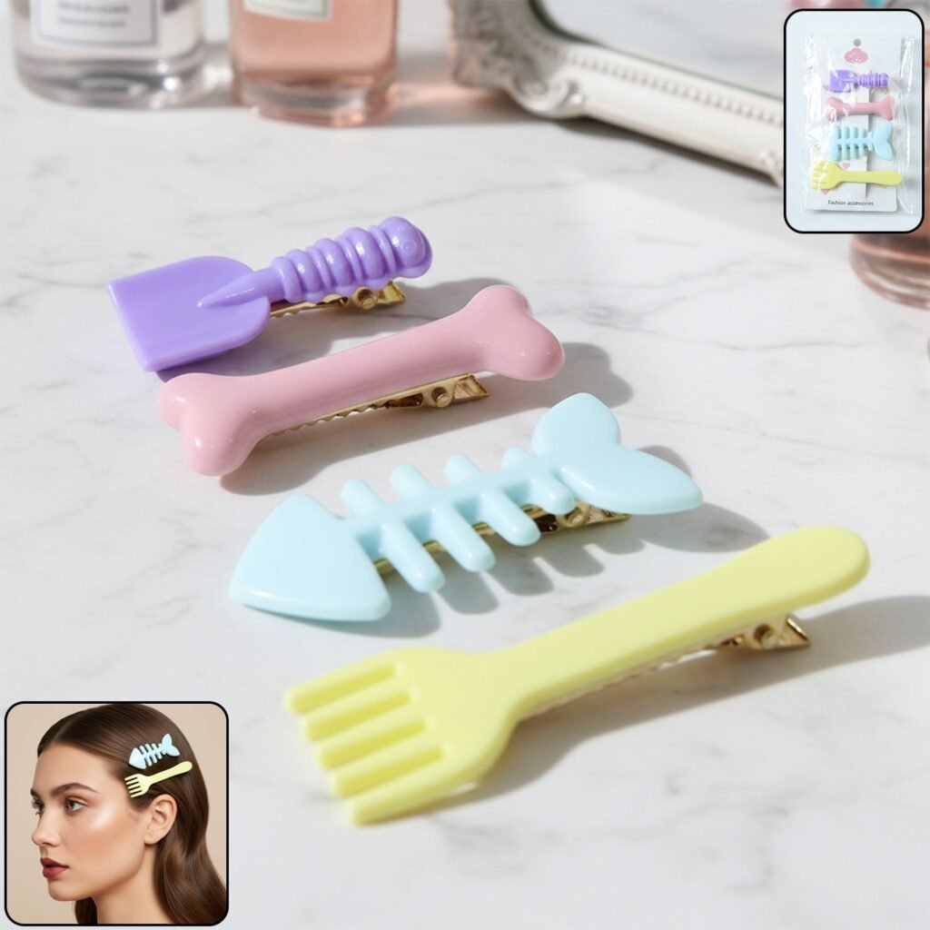 Food Shape Hair Clip Set – Cute 4-Piece Stylish Accessories
