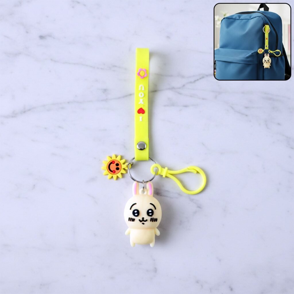 Cartoon Bunny Silicone Keychain – Soft & Durable Bag Charm