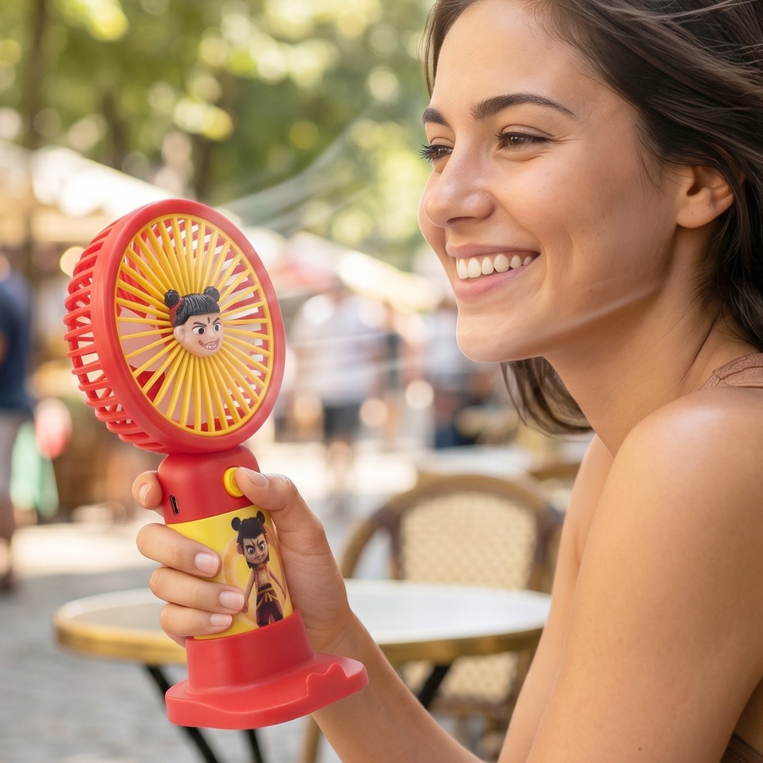 Cute Cartoon Character Mini Fan – Portable & Rechargeable for Kids - Image 5