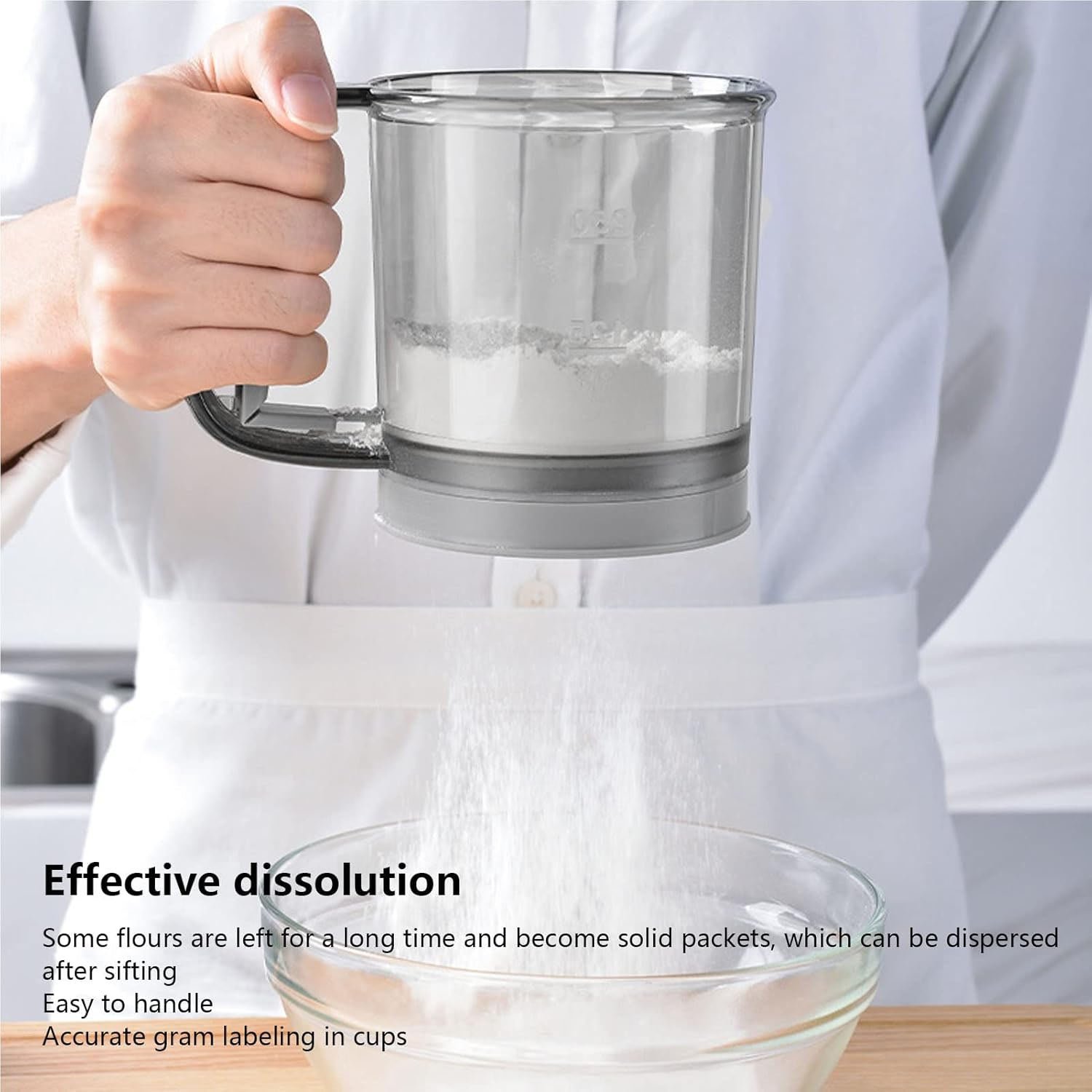 Plastic Flour Sieve Cup – Fine Mesh Filter with Handle for Baking - Image 3