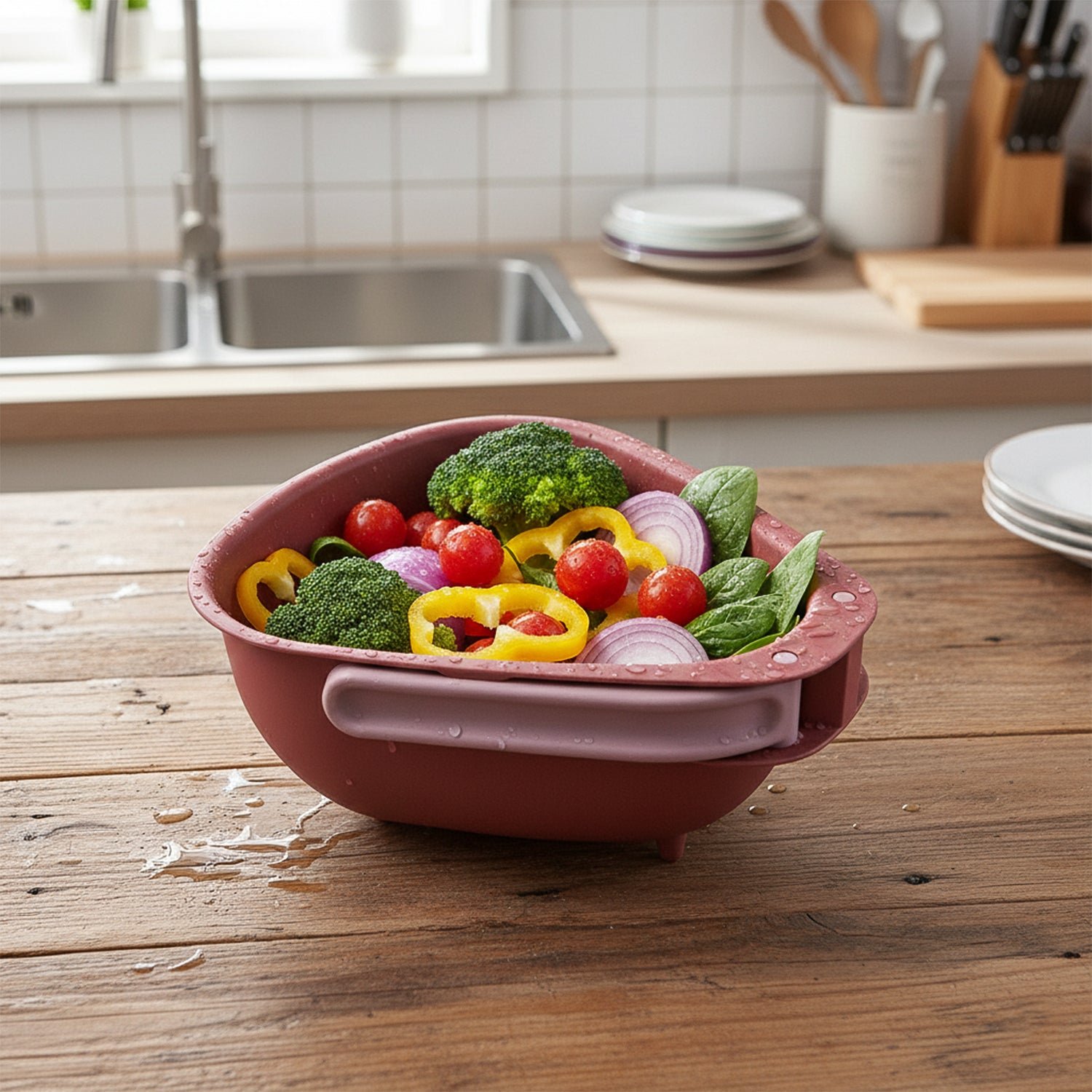 Foldable Kitchen Colander – Space Saving with Drain Base - Image 3