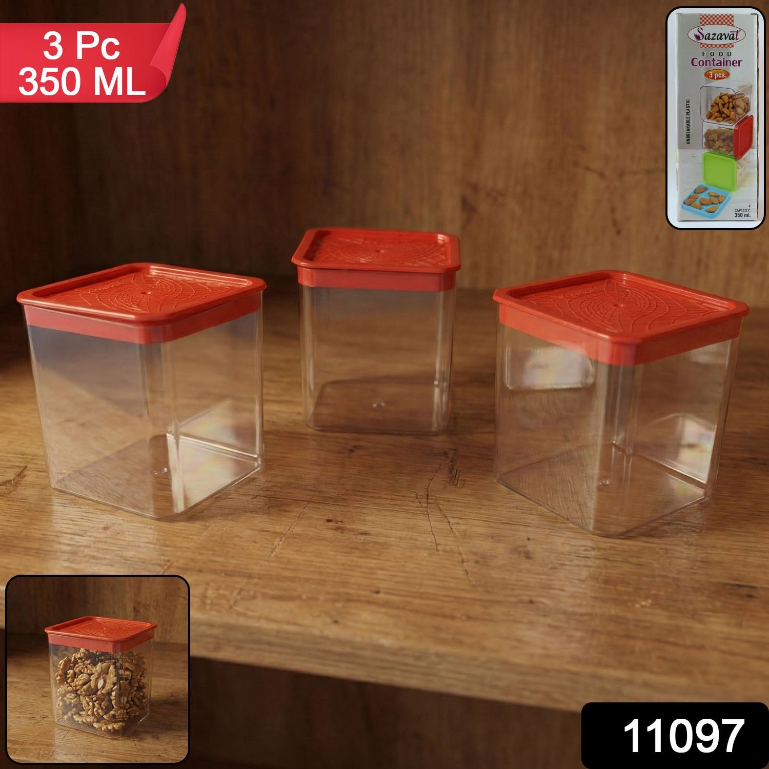 Airtight Food Storage Container Set – 3 Pieces, 350 ml Each - Image 2