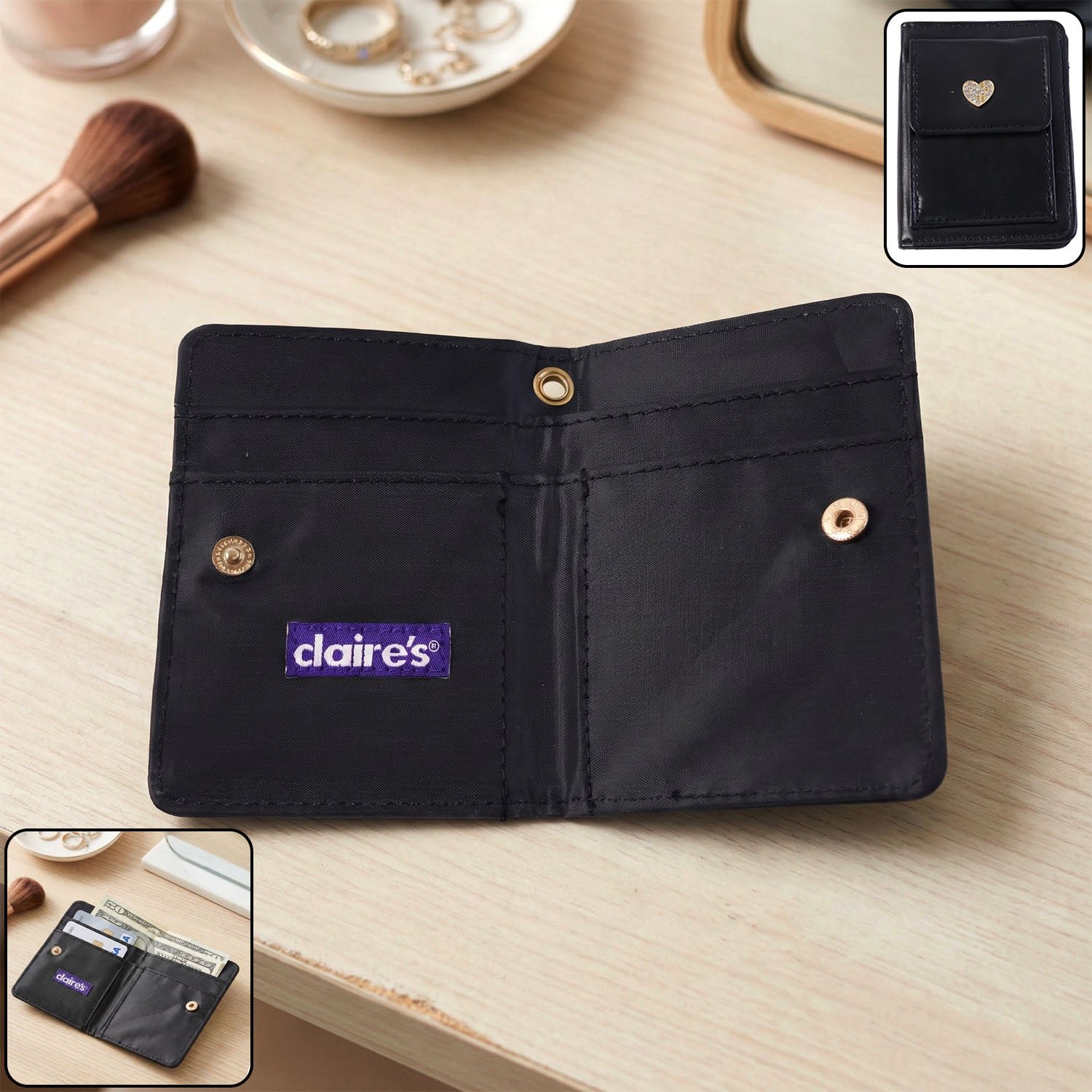 Compact Card Holder Wallet – Secure Snap Button Closure