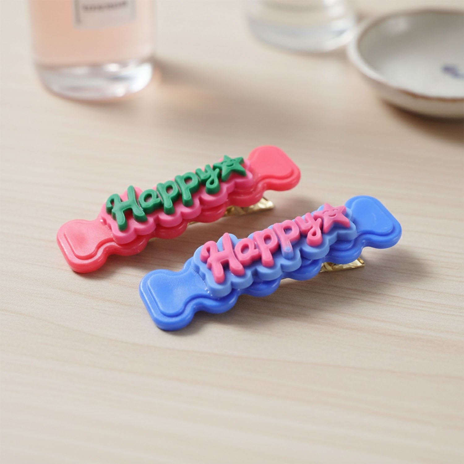 Happy Bone-Shaped Snap Hair Clips – 4 Vibrant Pieces for Girls - Image 5