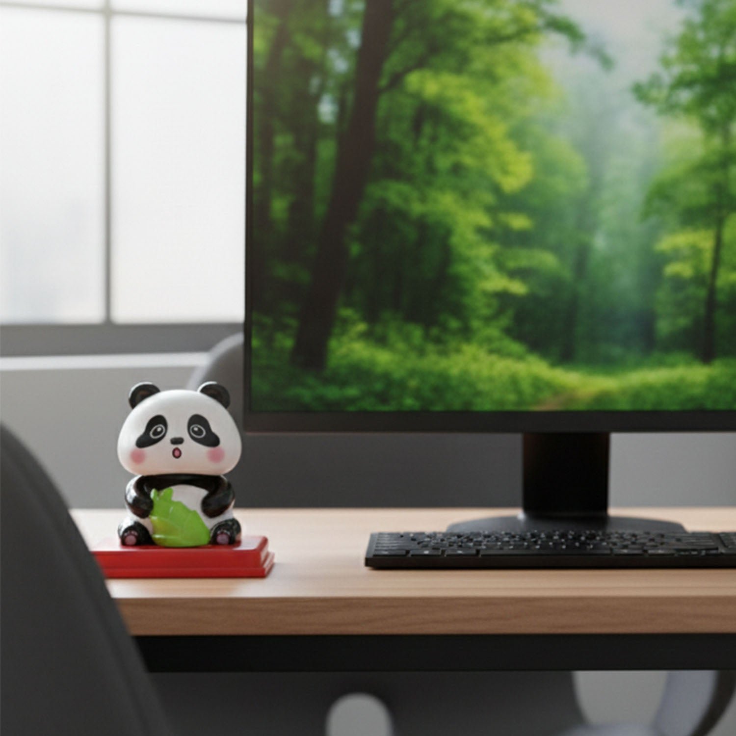 Solar Powered Panda Showpiece – Eco-Friendly Moving Head Decor - Image 3