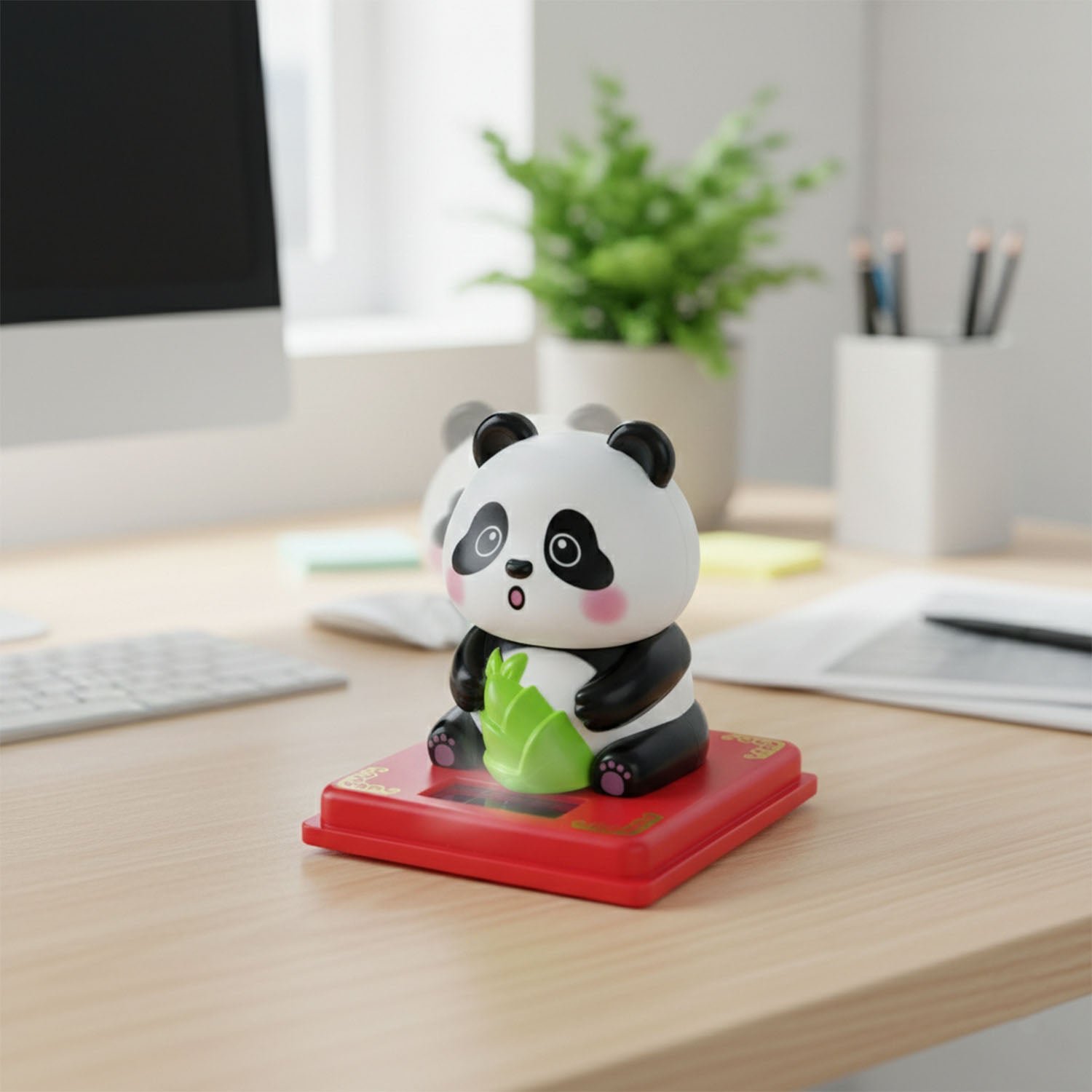 Solar Powered Panda Showpiece – Eco-Friendly Moving Head Decor - Image 8