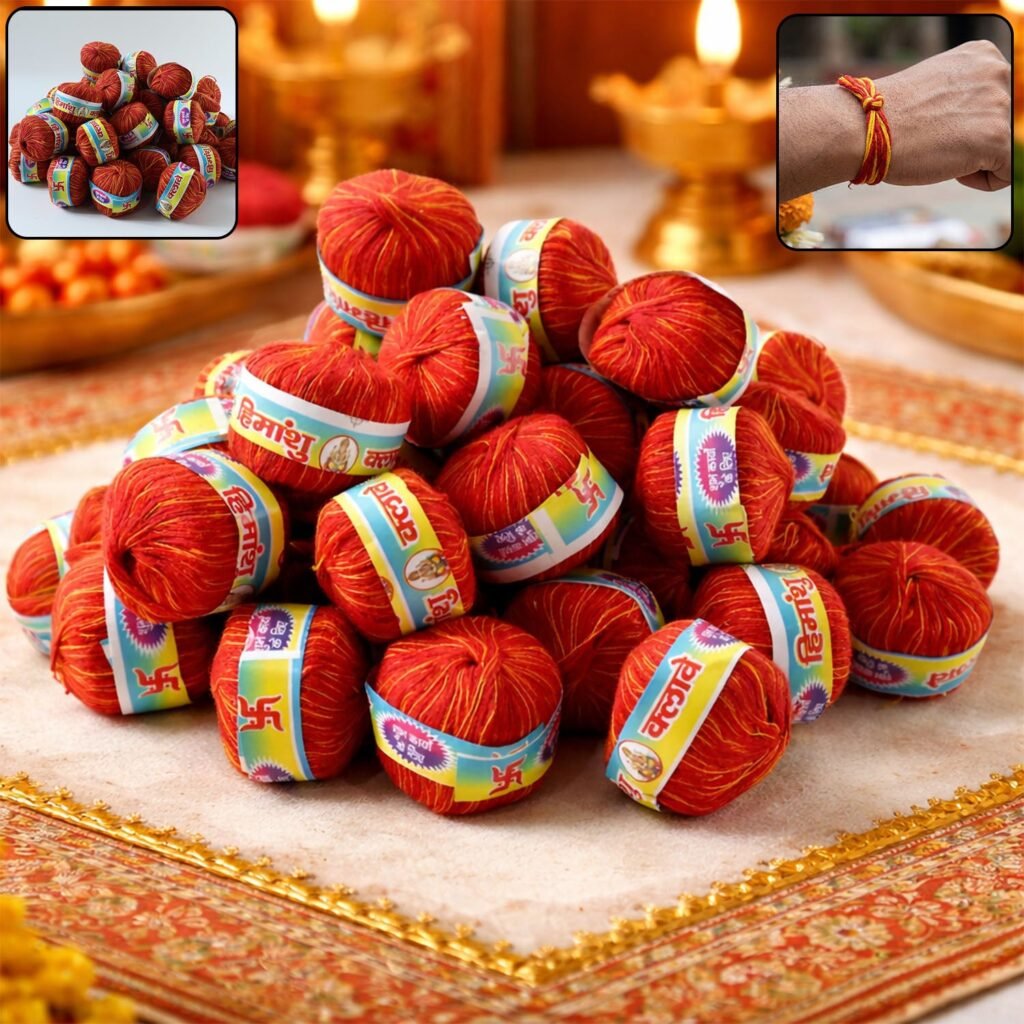 Sacred Cotton Thread Set – 48 Pooja Kalawa Balls for Rituals