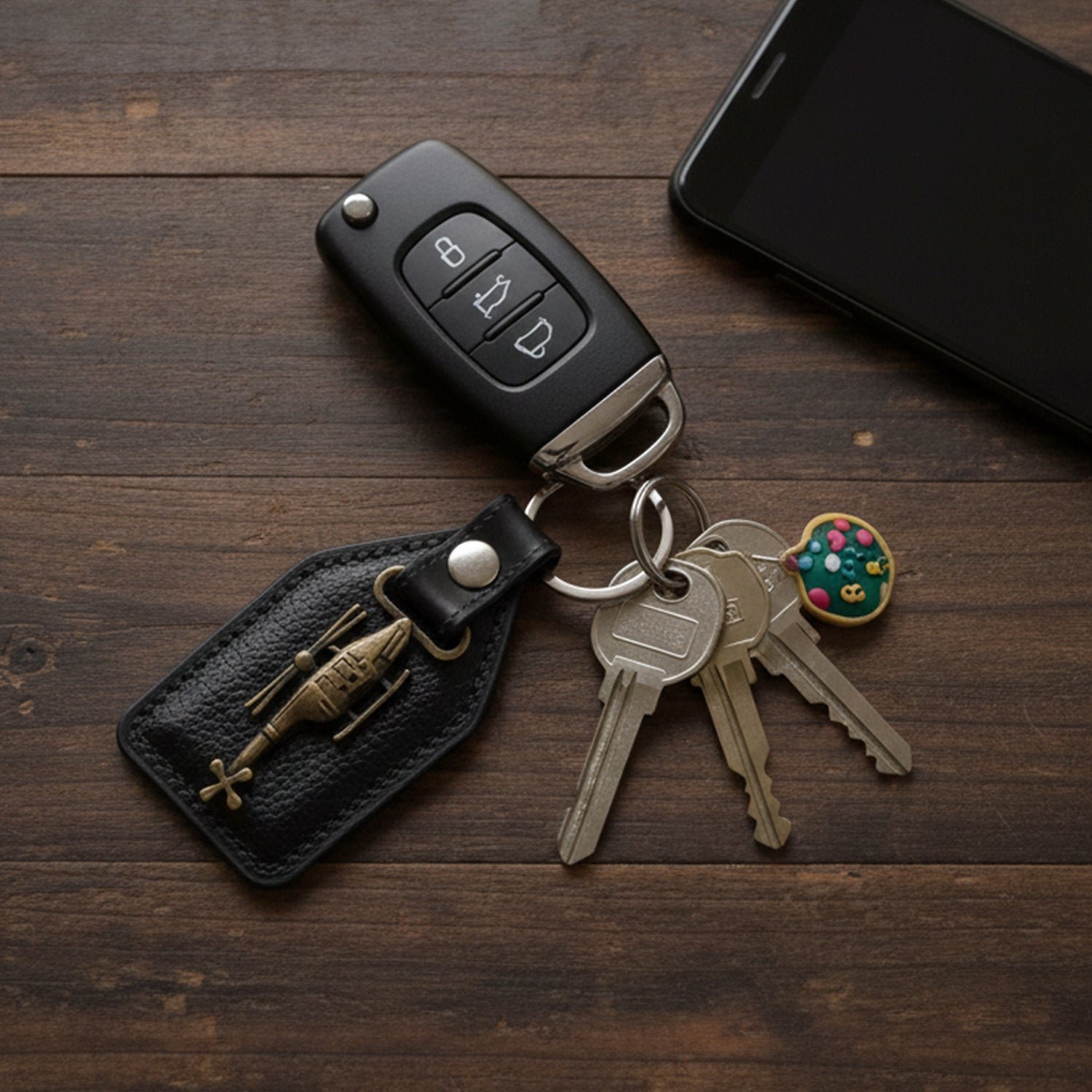 Leather Finish Metal Sword Keychain – Stylish and Durable Accessory - Image 3
