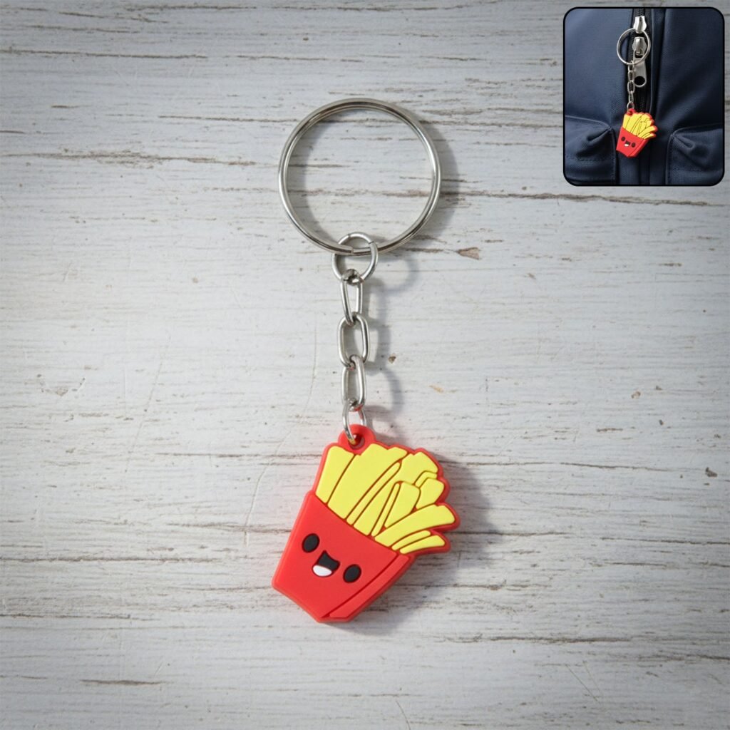 French Fries Keychain – Cute Smiley Cartoon Bag Charm