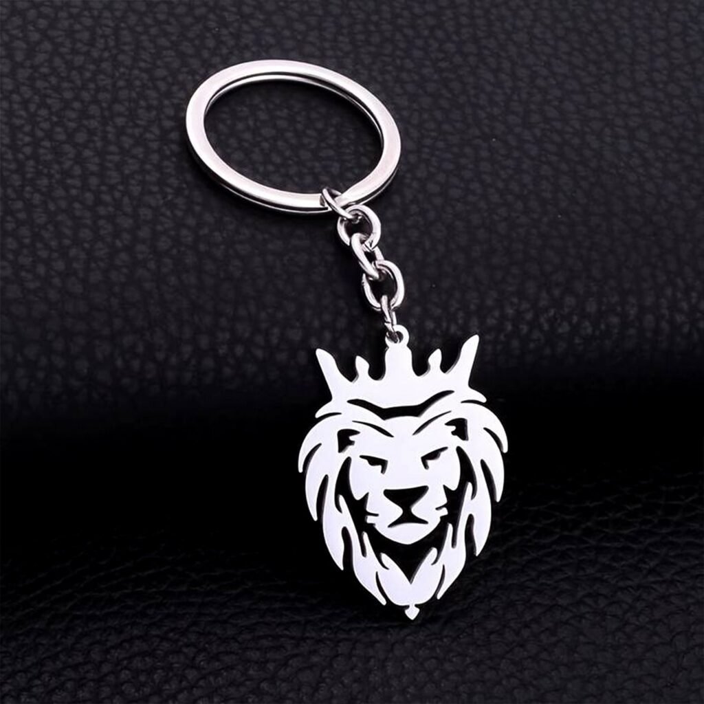 Lion Head Keychain – Stainless Steel Durable Crown Design