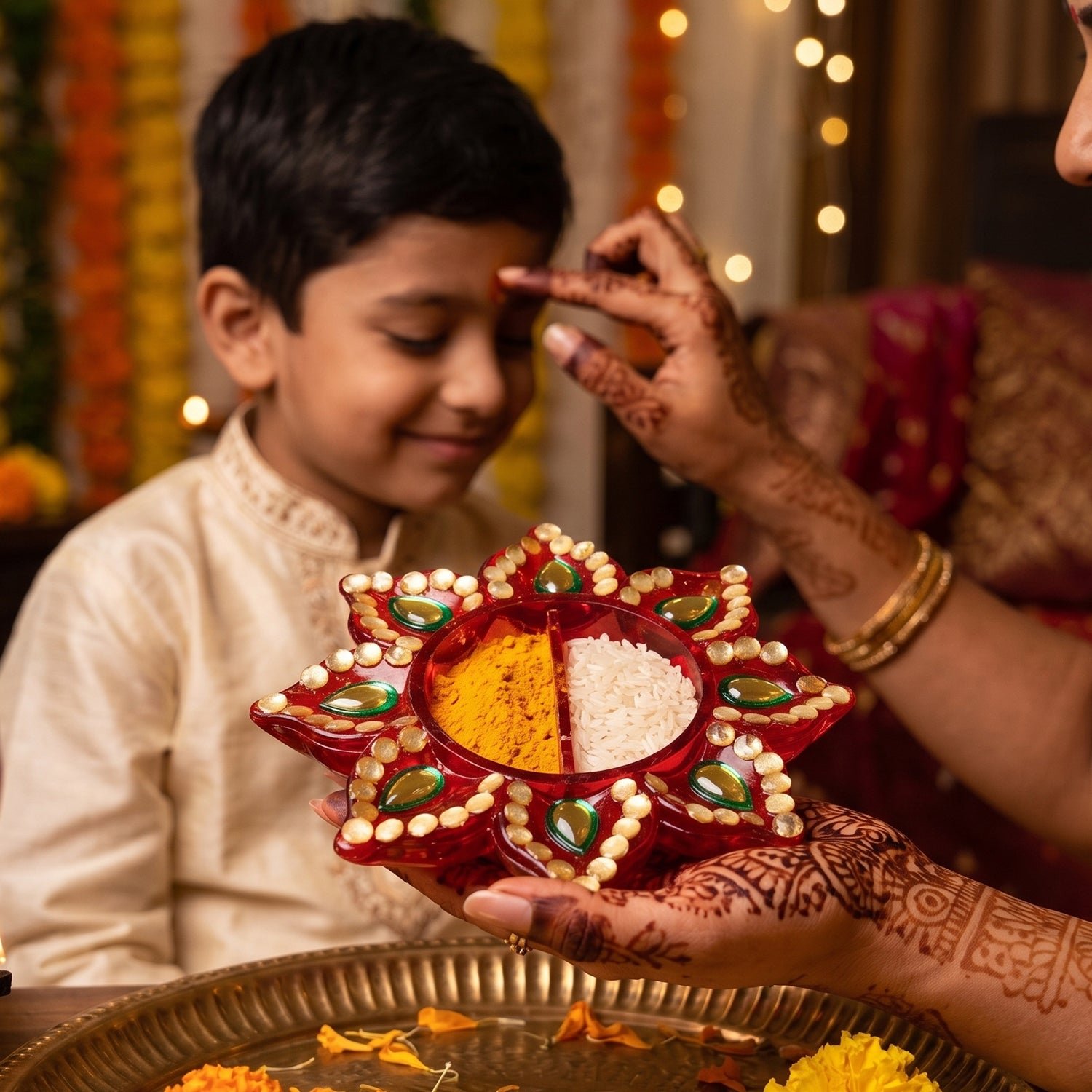 Decorative Kumkum Dani – Handcrafted with Stone Work Lid - Image 5