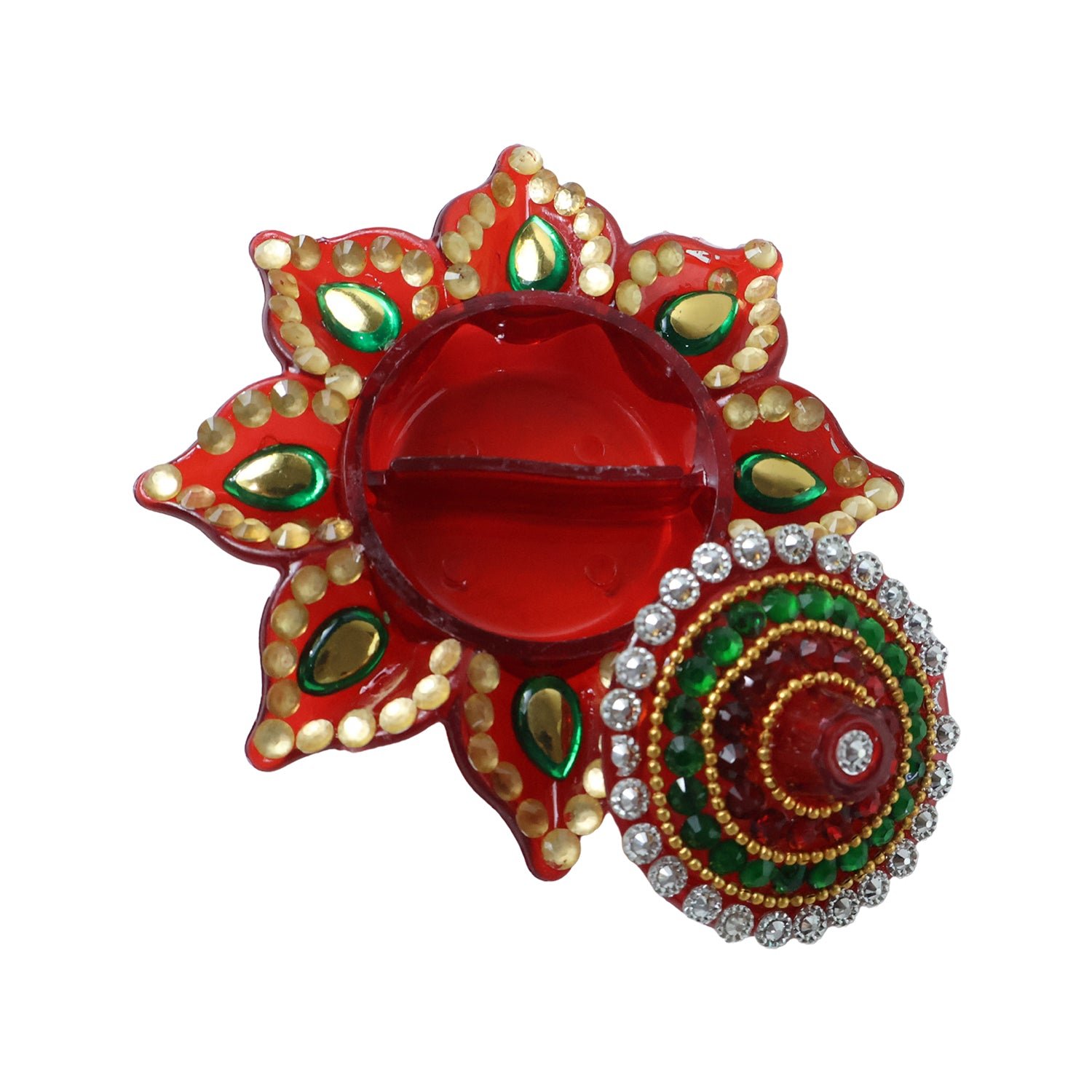 Decorative Kumkum Dani – Handcrafted with Stone Work Lid - Image 4