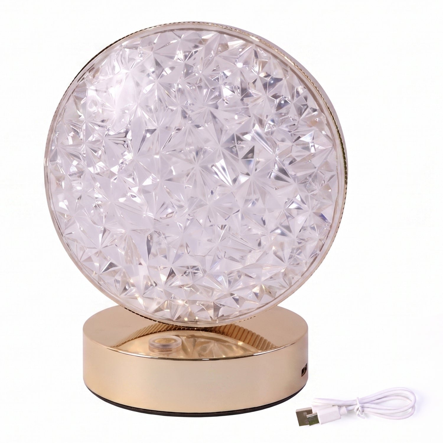 Round Crystal LED Table Lamp – Dimmable Touch & USB Rechargeable - Image 5