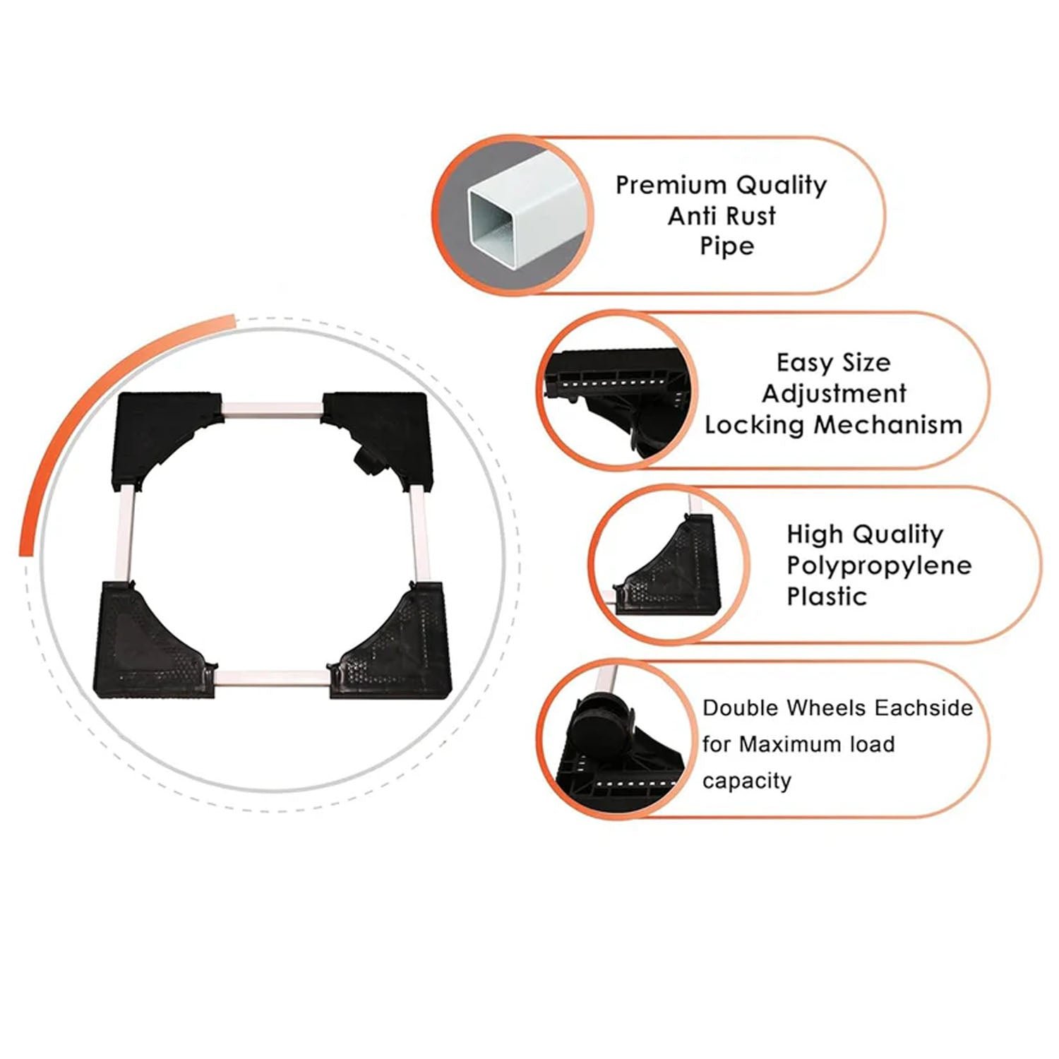 Adjustable Washing Machine Stand – Heavy-Duty Anti-Vibration Support - Image 4