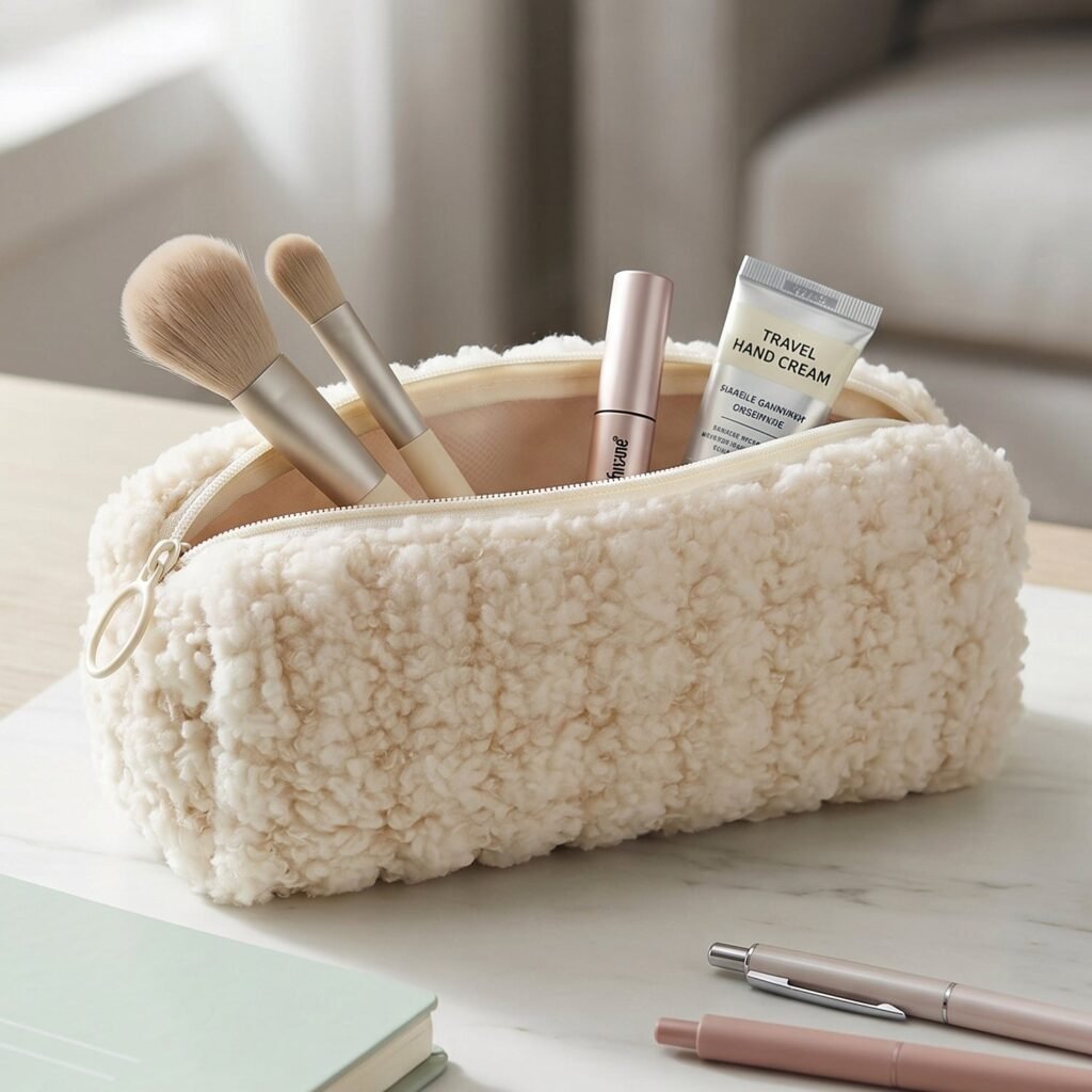 Multipurpose Travel Makeup Organizer – Soft Fabric, Spacious & Compact