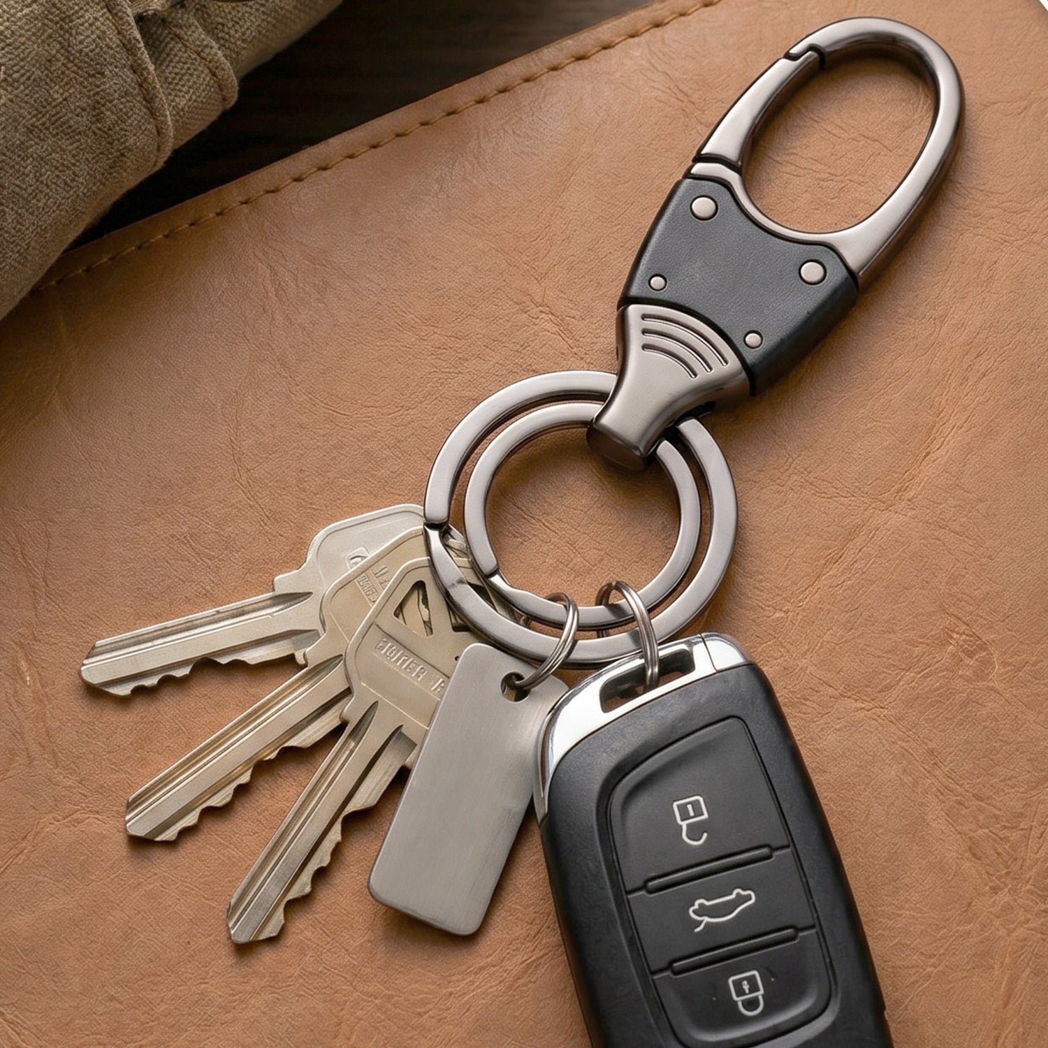 Metal Key Holder – Durable Dual Ring with Rotating Swivel - Image 5