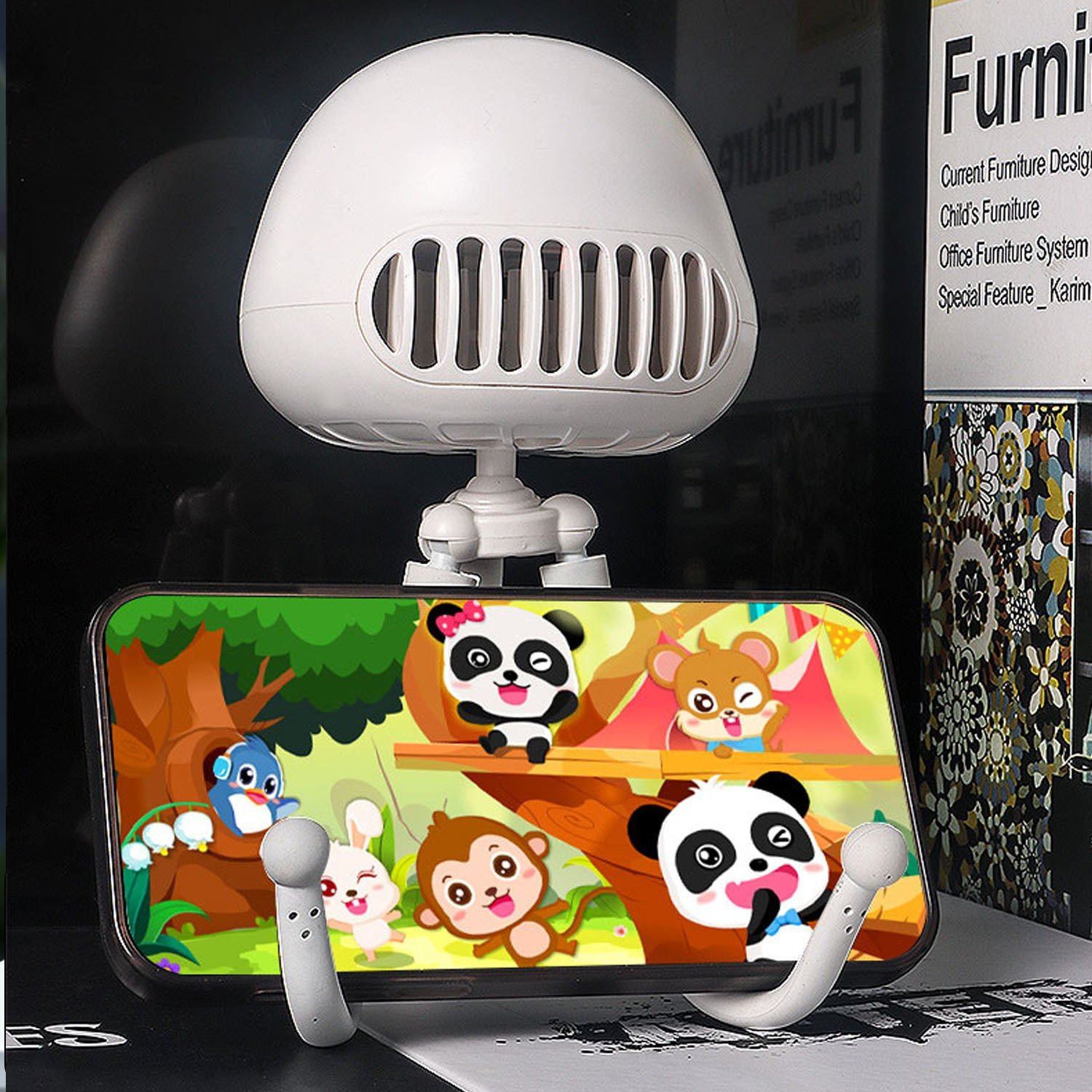 Handheld Mini Fan with LED Star Projector & Flexible Tripod Stand - Image 3