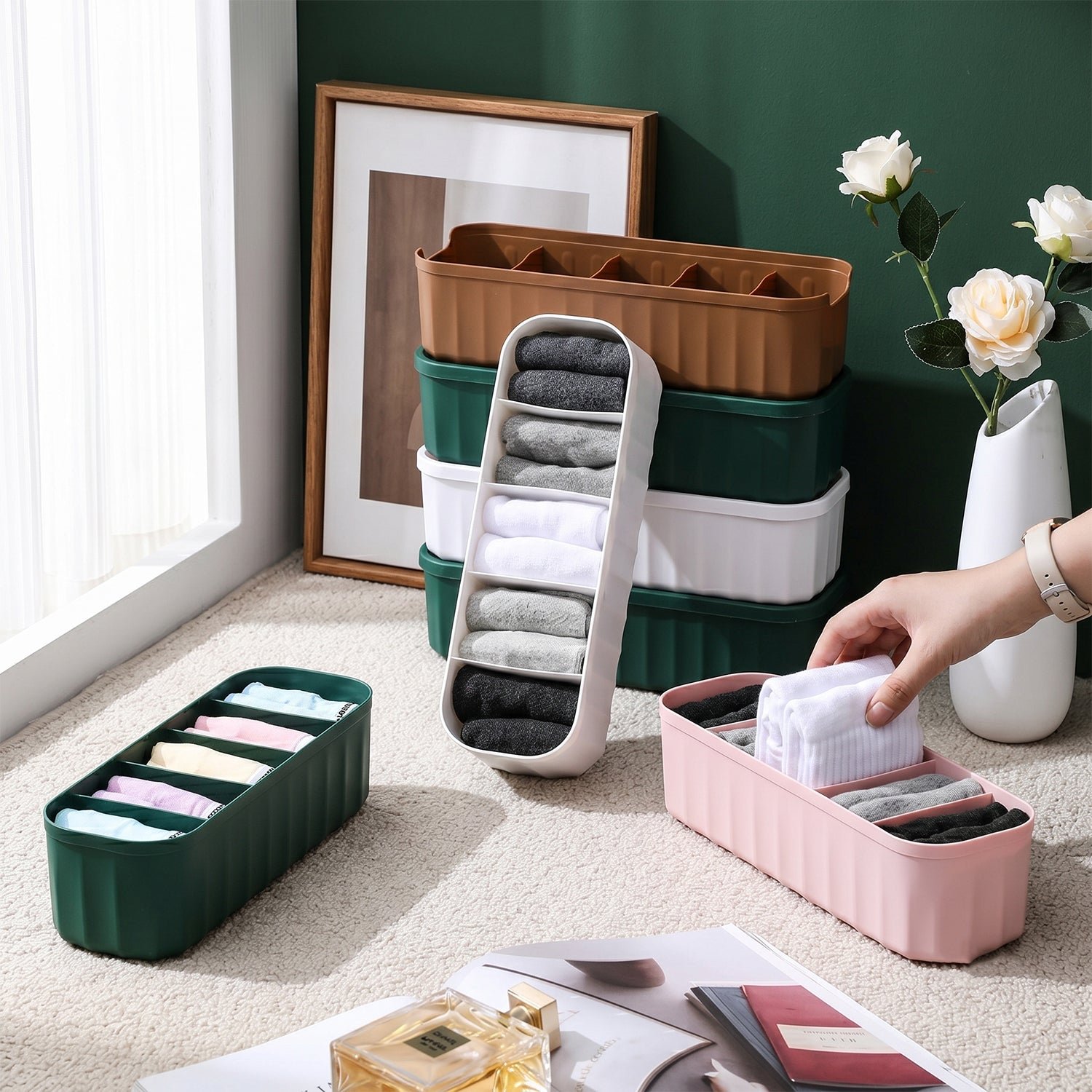 Plastic Drawer Organizer Tray – Keeps Socks & Underwear Neat - Image 3