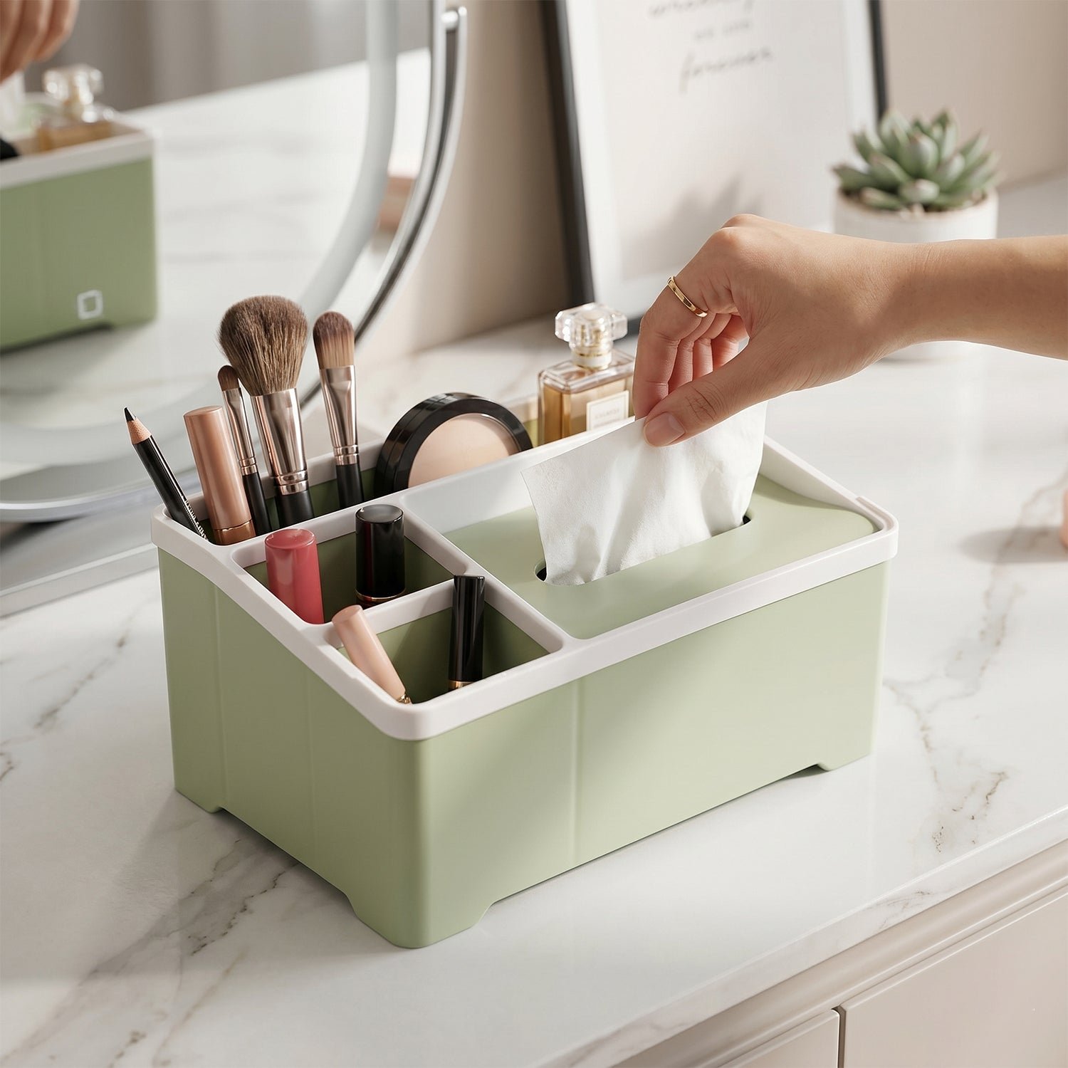 Multipurpose Plastic Organizer Box – Neat Storage with Tissue Holder - Image 4