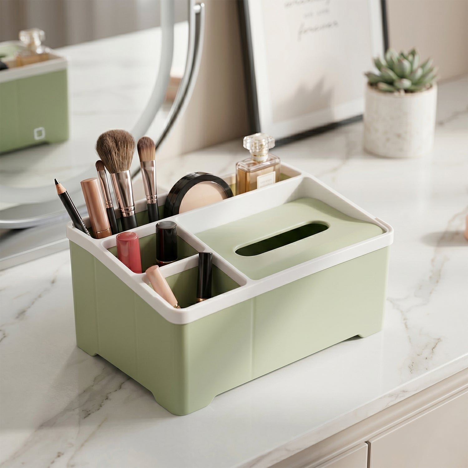Multipurpose Plastic Organizer Box – Neat Storage with Tissue Holder - Image 3