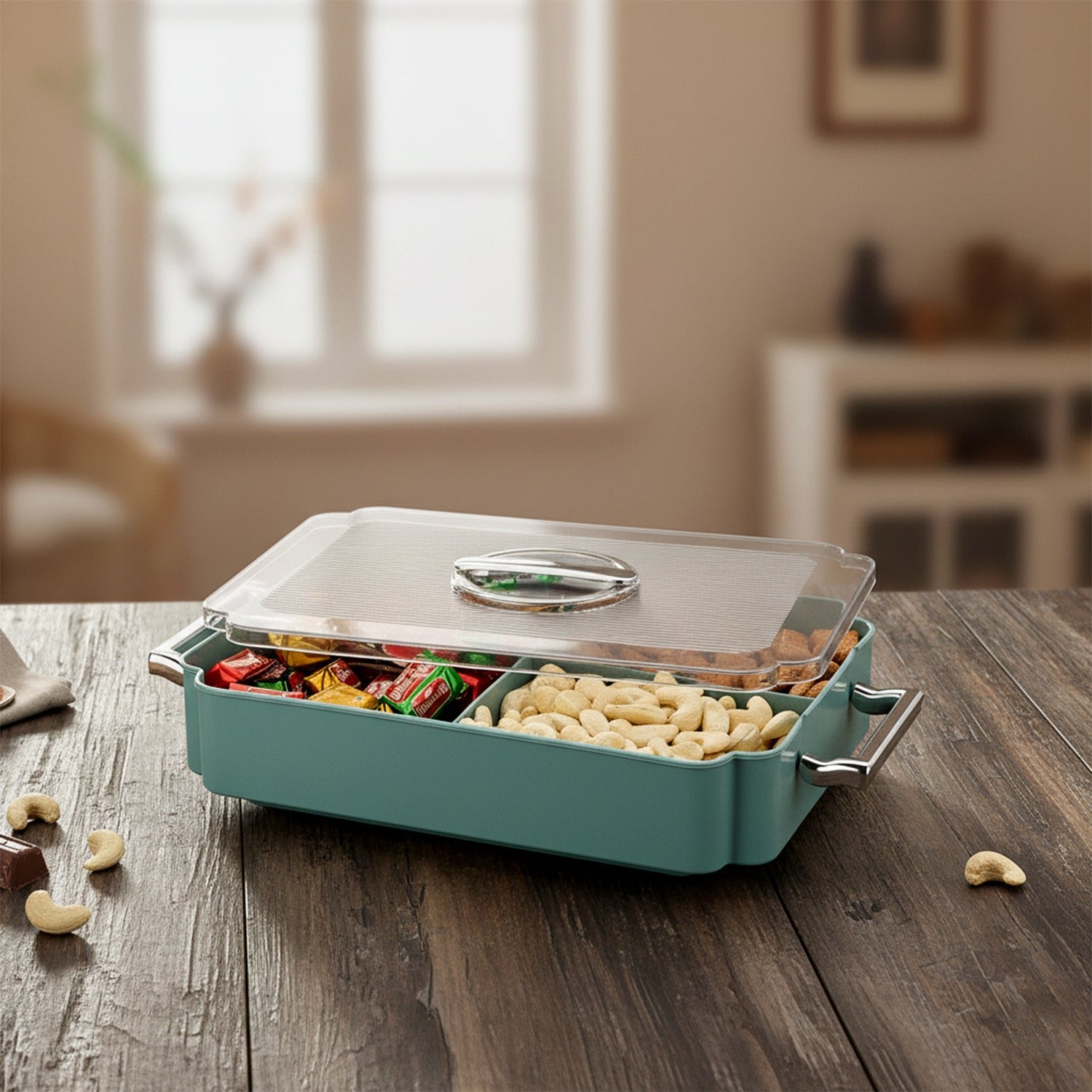 4 Compartment Plastic Food Storage Container – Multipurpose Kitchen Organizer - Image 3
