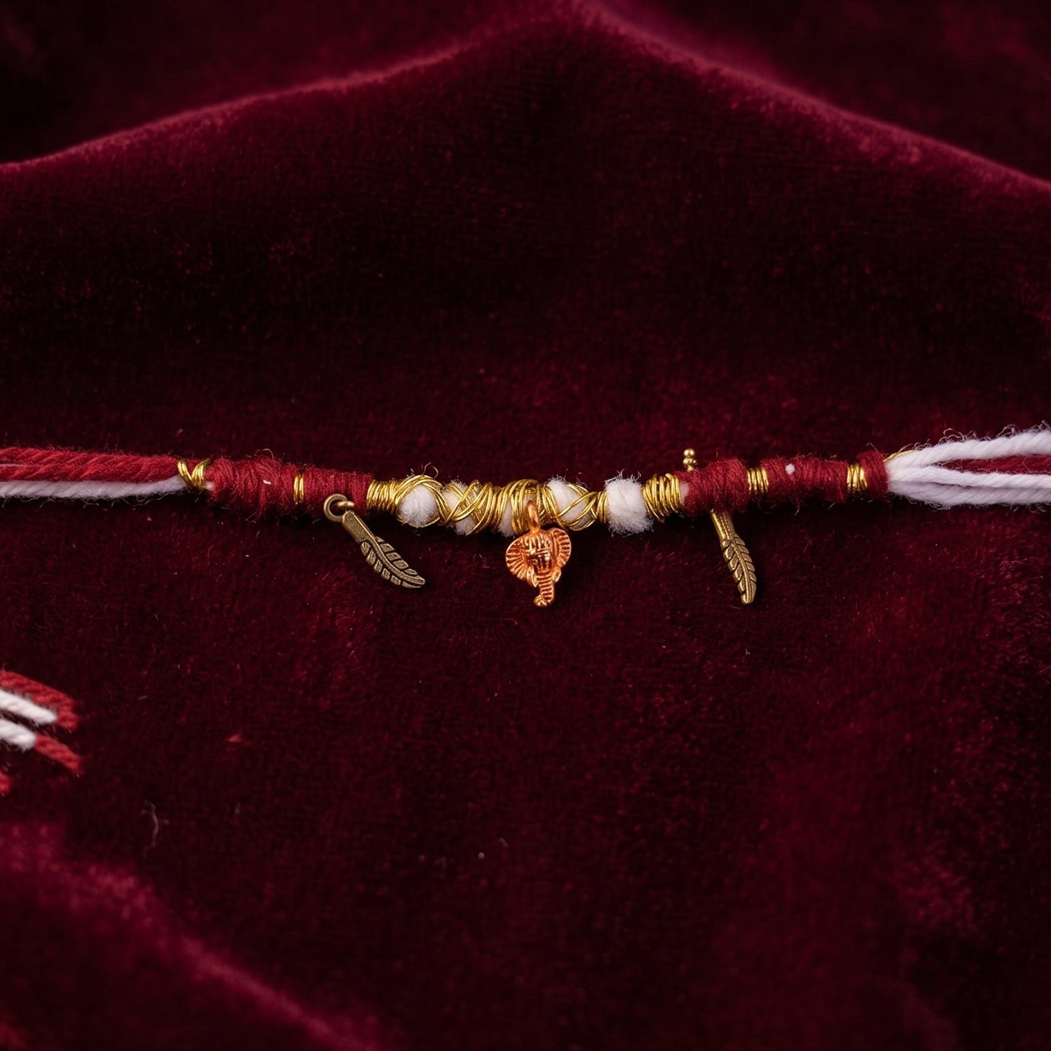 Rakhi Bracelet – Ethnic design with Ganesh charm and feather accents - Image 5