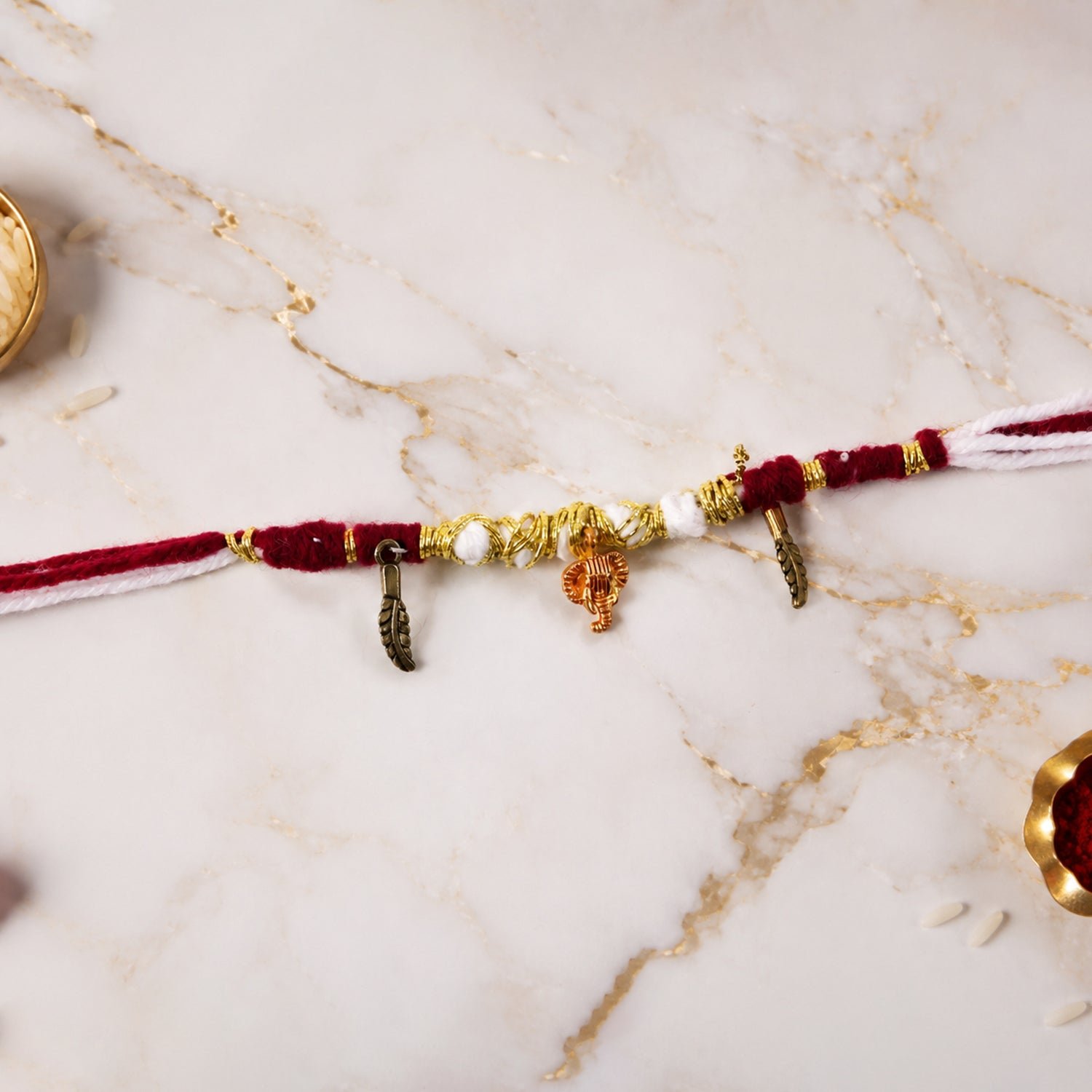 Rakhi Bracelet – Ethnic design with Ganesh charm and feather accents - Image 7