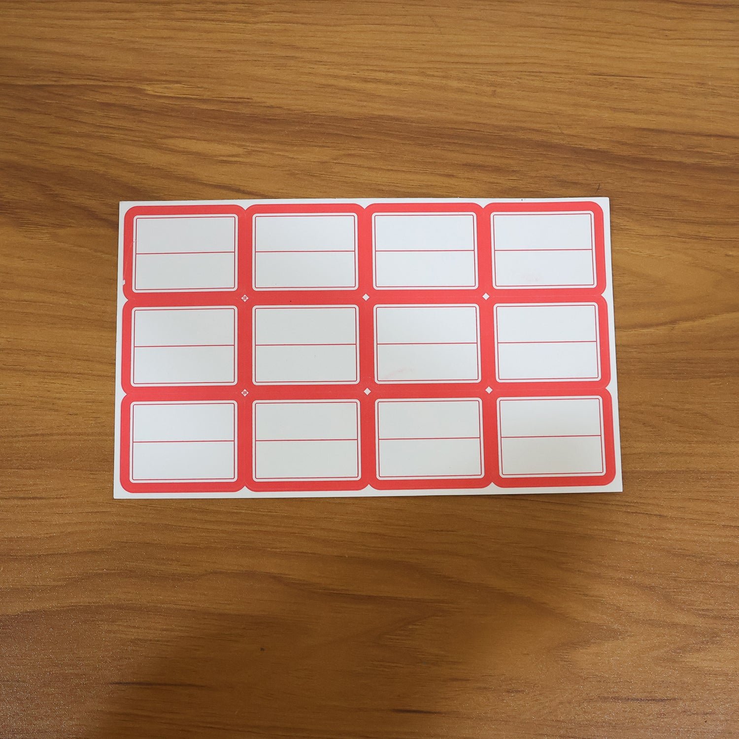 Self-Adhesive Label Sticker Sheet – Red & White Rectangular - Image 3