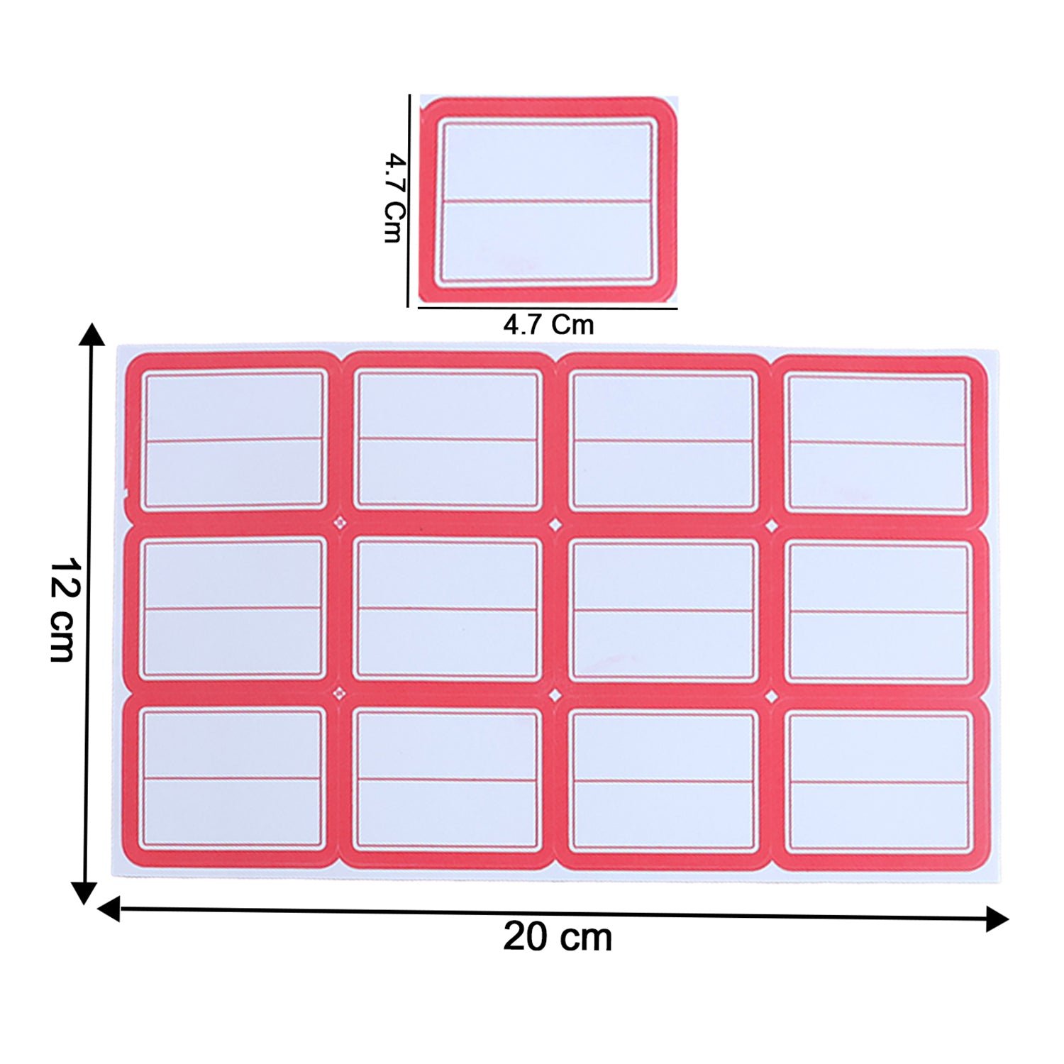 Self-Adhesive Label Sticker Sheet – Red & White Rectangular - Image 4