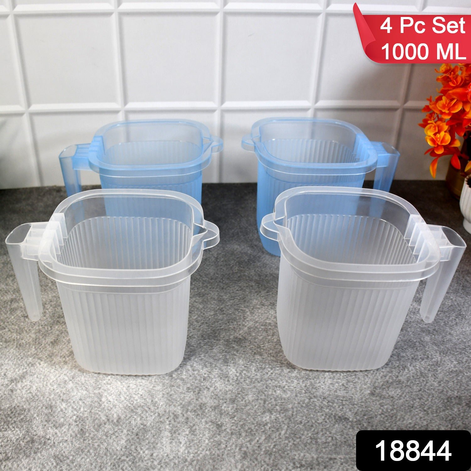 Plastic Bathroom Mugs - Transparent 1000 ML (Set of 4) | Bathora - Image 2