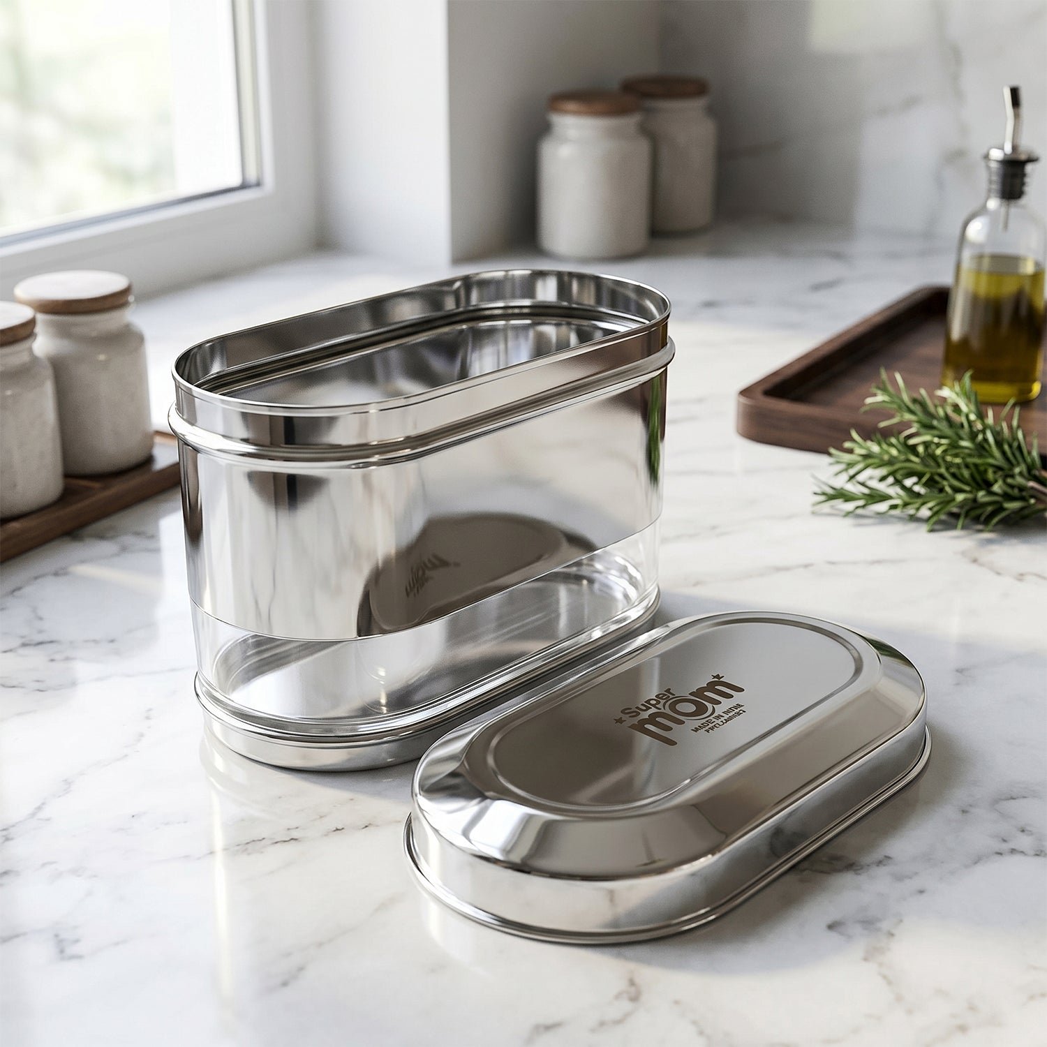 Stainless Steel Oval Canister – Airtight Food Storage for Freshness - Image 5