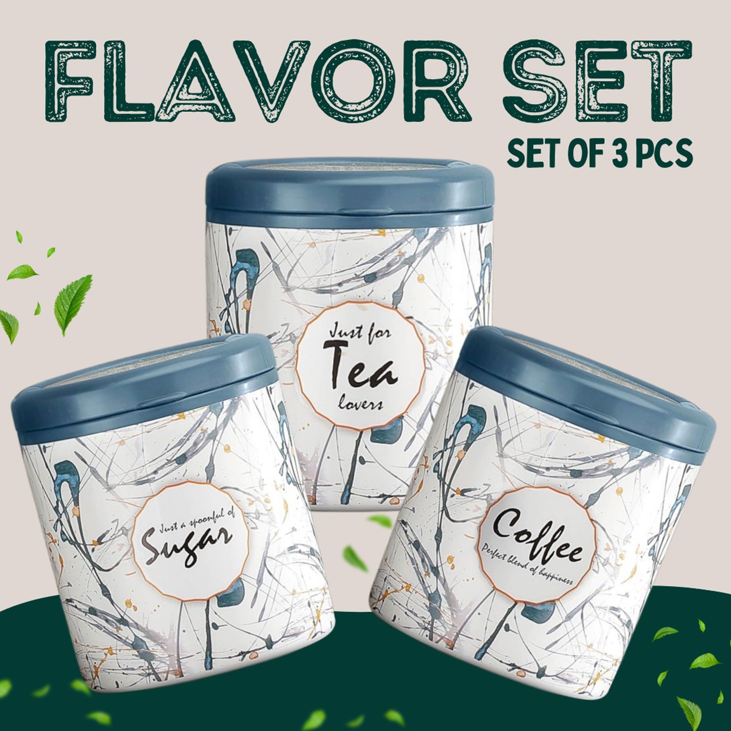 Plastic Tea Coffee Sugar Storage Set – Airtight & Stylish 3 Pc - Image 3